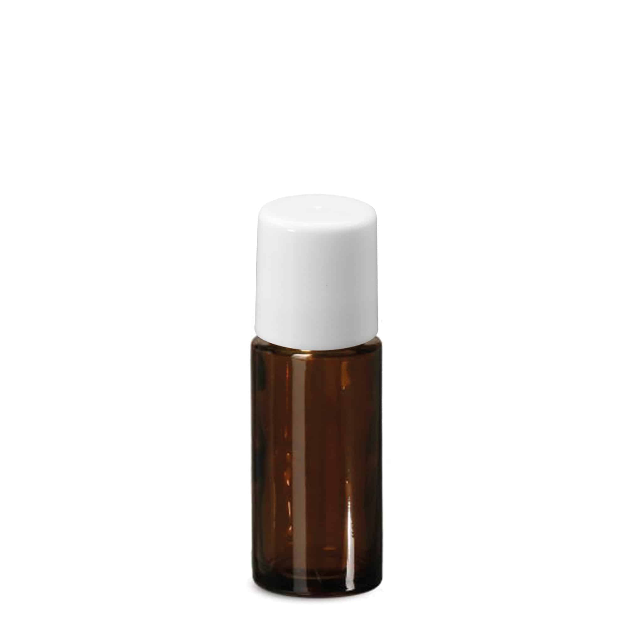 Botella roll-on de 50 ml, vidrio, marrón, boca: tapón de rosca