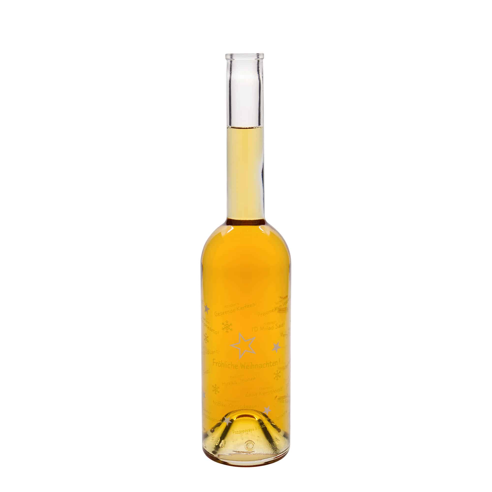 Botella de vidrio 'Opera' de 500 ml, motivo: Navidades en el mundo, boca: corcho