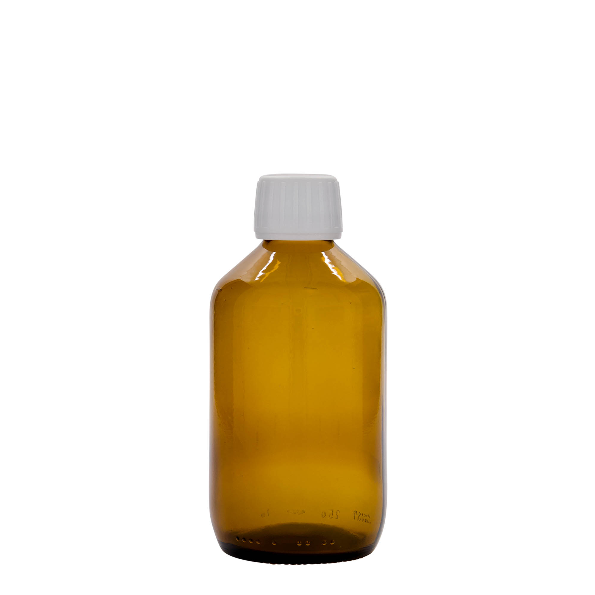 250 ml frasco medicinal, marrón, vidrio, boca: PP 28