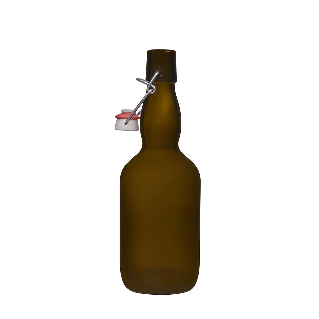 Botella de cerveza de 500 ml con cuello de ánfora, vidrio, verde antiguo, boca: cierre de palanca Botella de cerveza de 500 ml con cuello de ánfora, vidrio, verde antiguo, boca: cierre de palanca