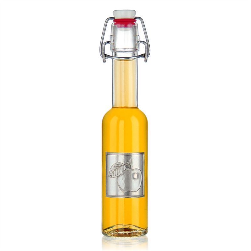 Etiqueta de estaño 'Manzana', cuadrada, metal, plateada