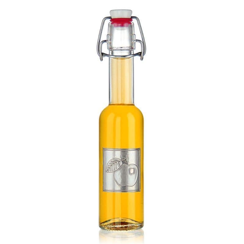 Etiqueta de estaño 'Manzana', cuadrada, metal, plateada