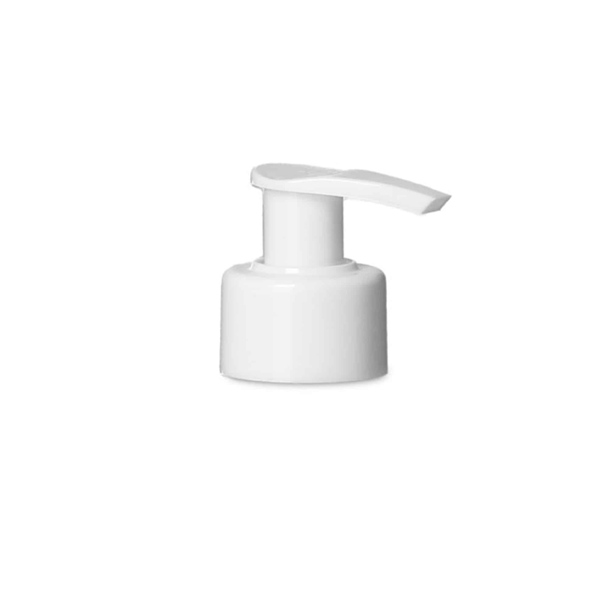 Tapón de rosca con bomba dosificadora, plástico PP blanco, para boca: PP 28 Tapón de rosca con bomba dosificadora, plástico PP blanco, para boca: PP 28