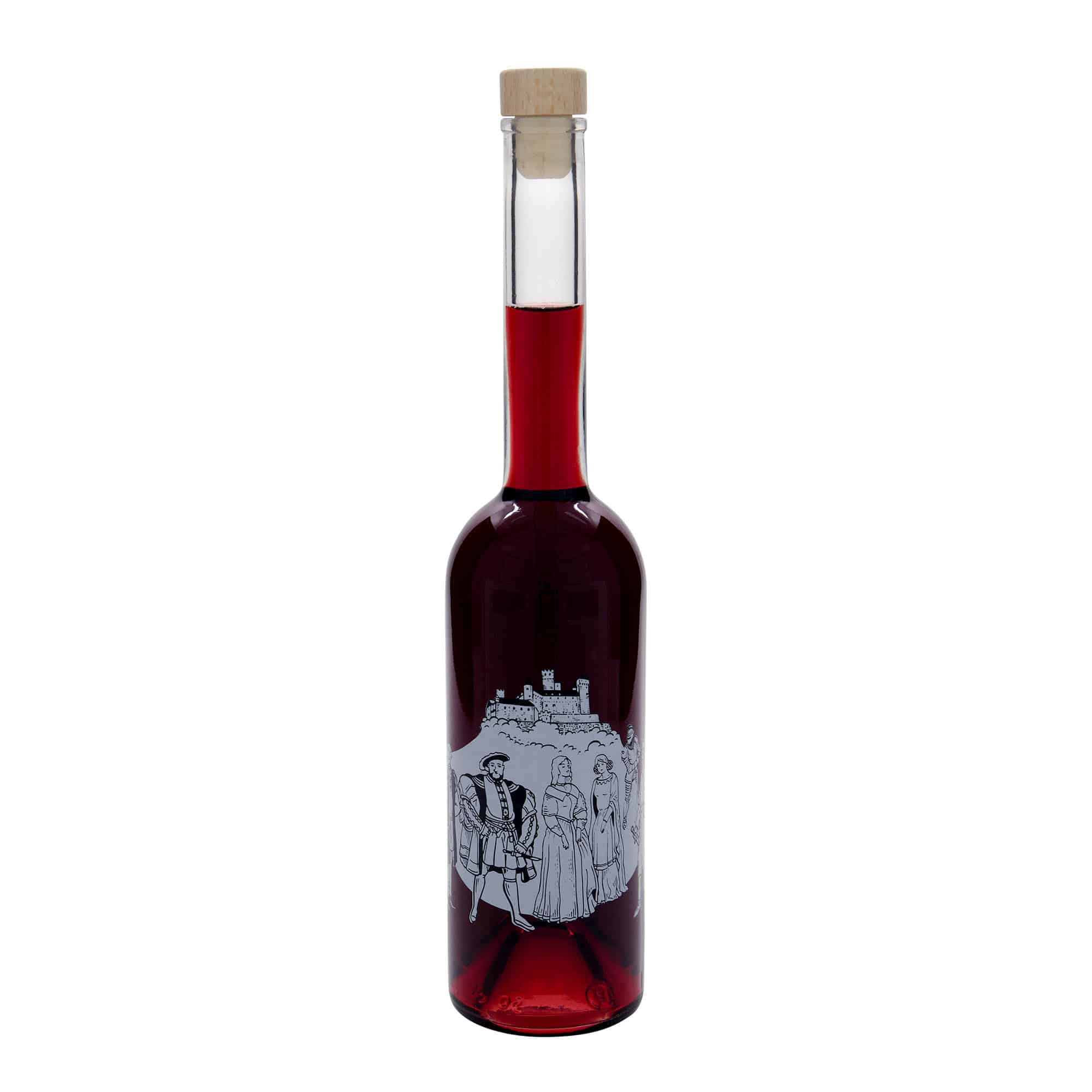 Botella de vidrio 'Opera' de 500 ml, motivo: medievo, boca: corcho
