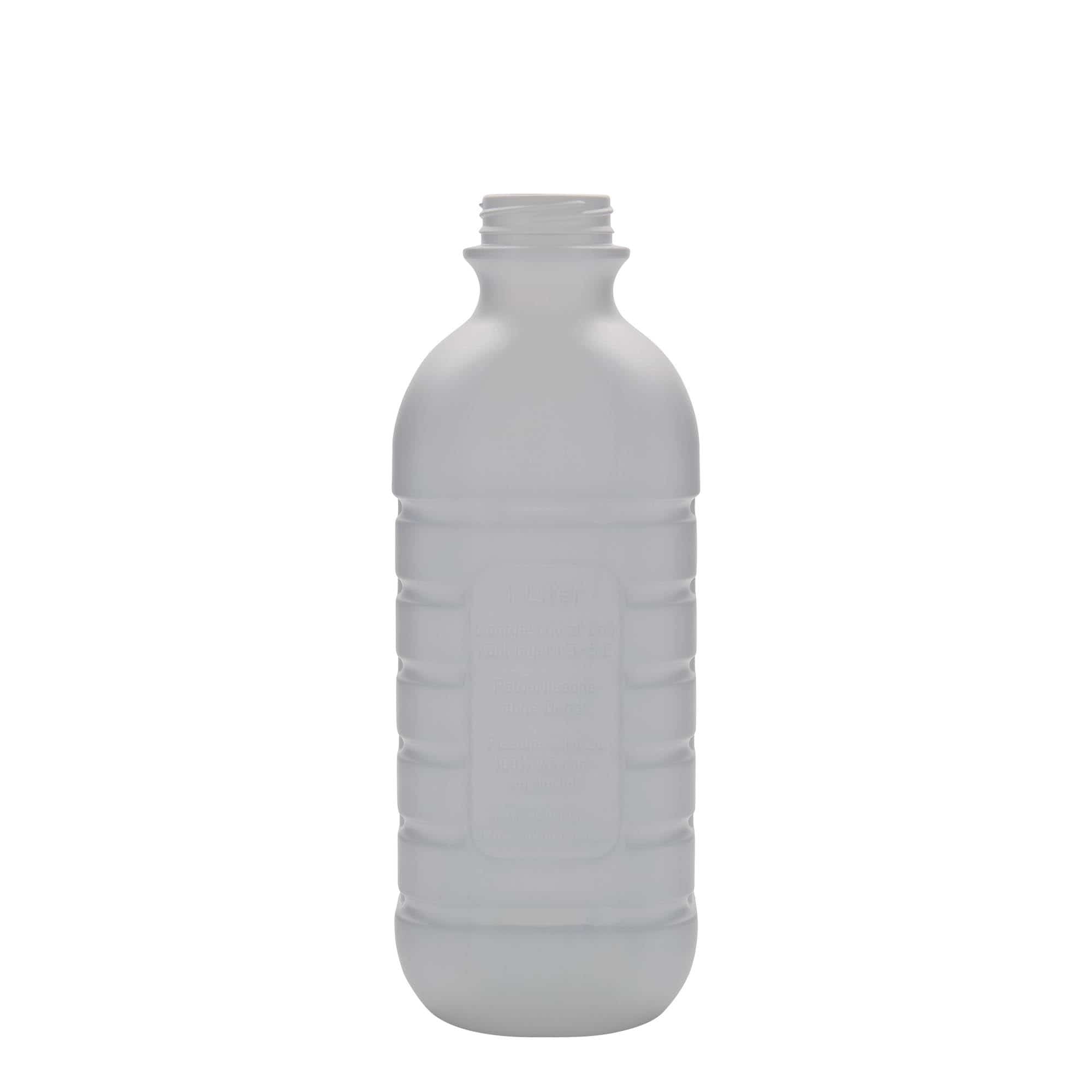 Botella de leche de 1000 ml, rectangular, plástico de HDPE, blanco, boca: PEHD40