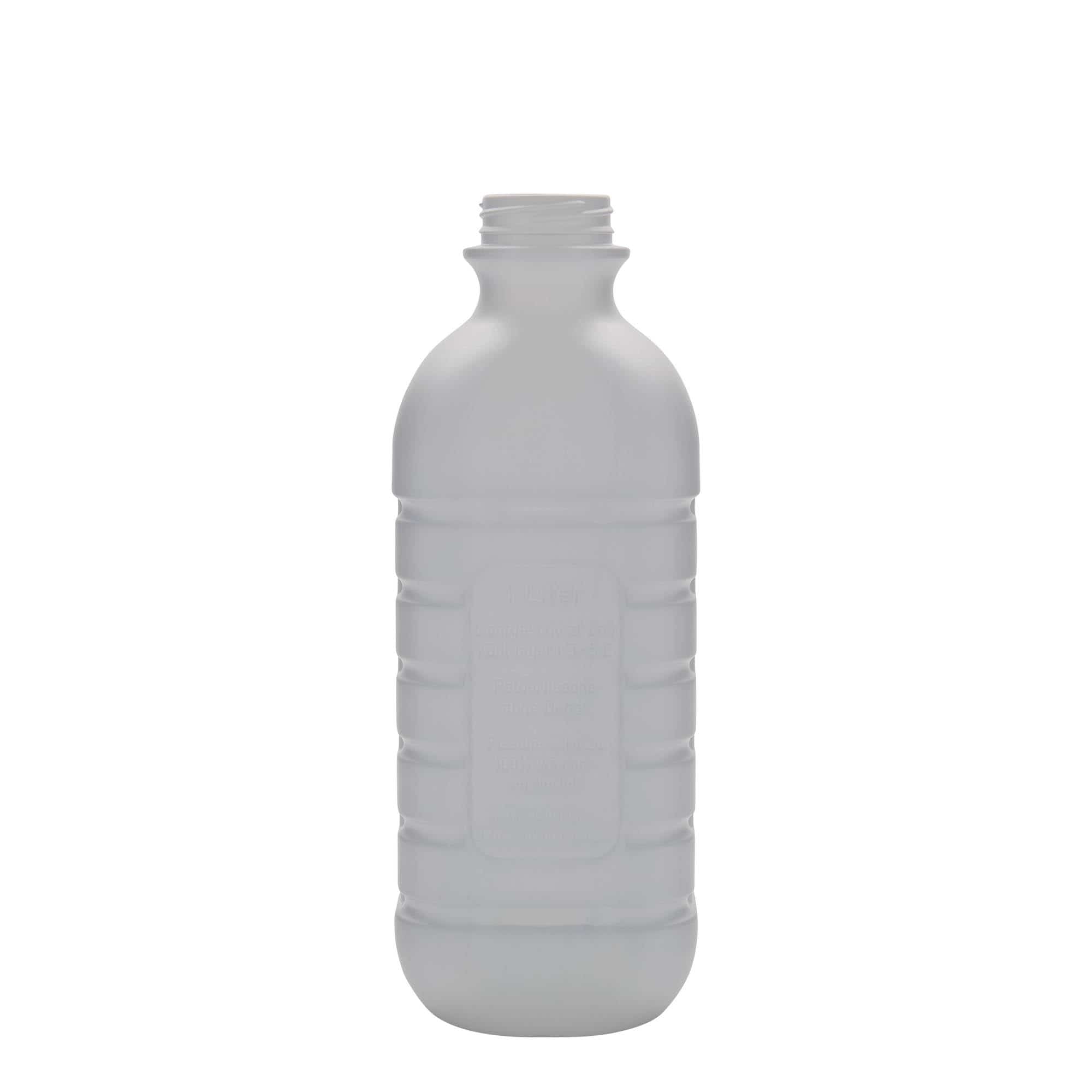 Botella de leche de 1000 ml, rectangular, plástico de HDPE, blanco, boca: PEHD40 Botella de leche de 1000 ml, rectangular, plástico de HDPE, blanco, boca: PEHD40