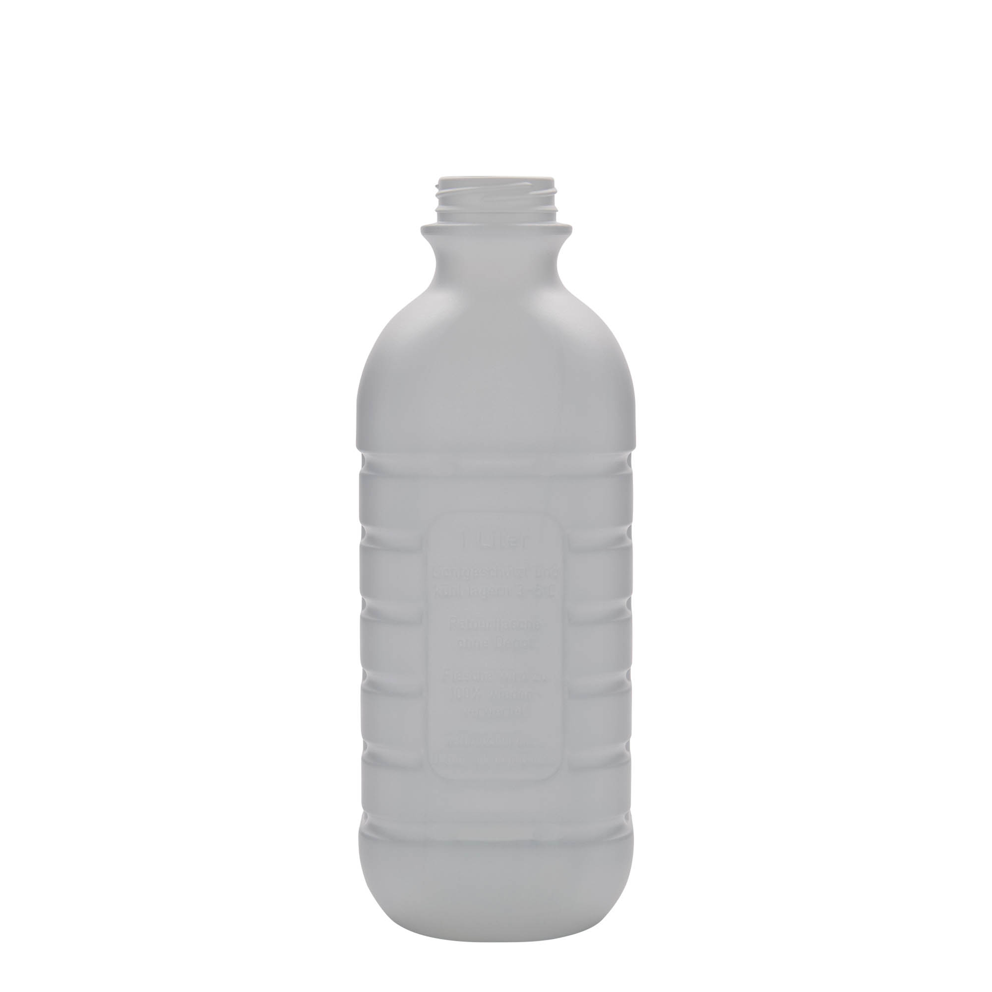 Botella de leche de 1.000 ml, rectangular, plástico HDPE, blanca, boca: PEHD40