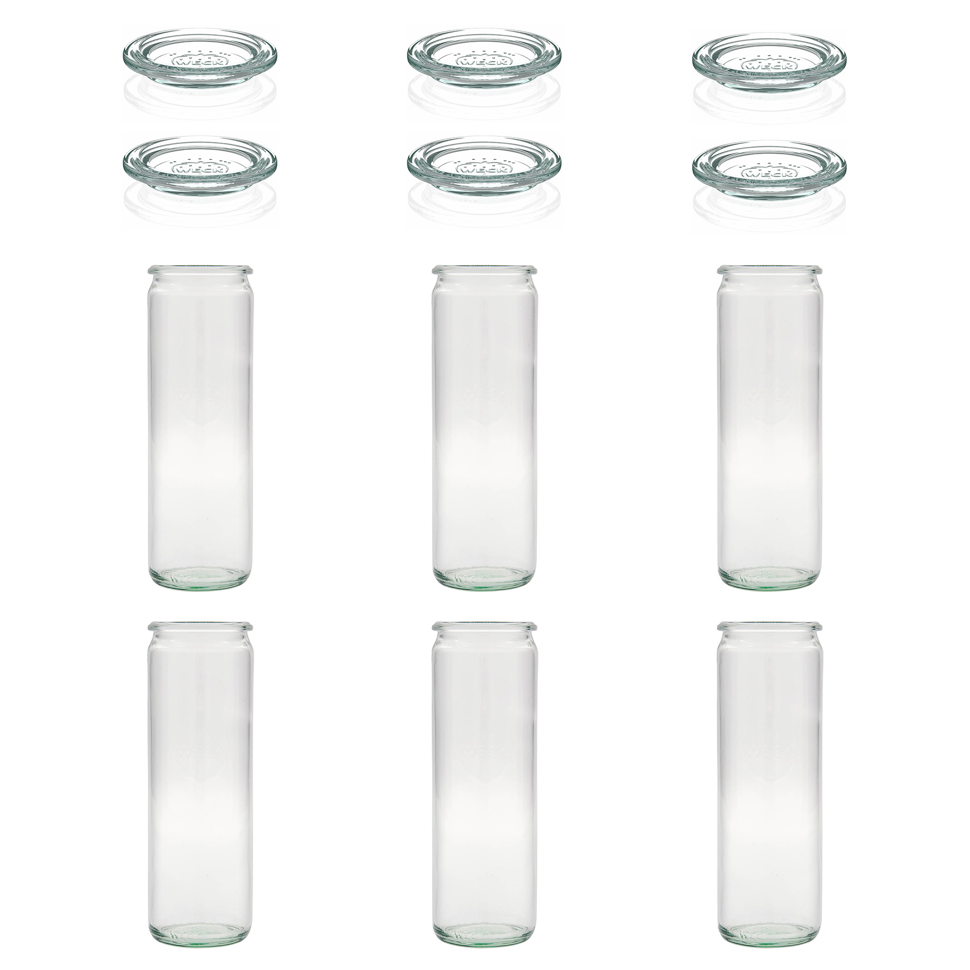 6x 600 ml vaso cilíndrico WECK con tapa de vidrio RR 60