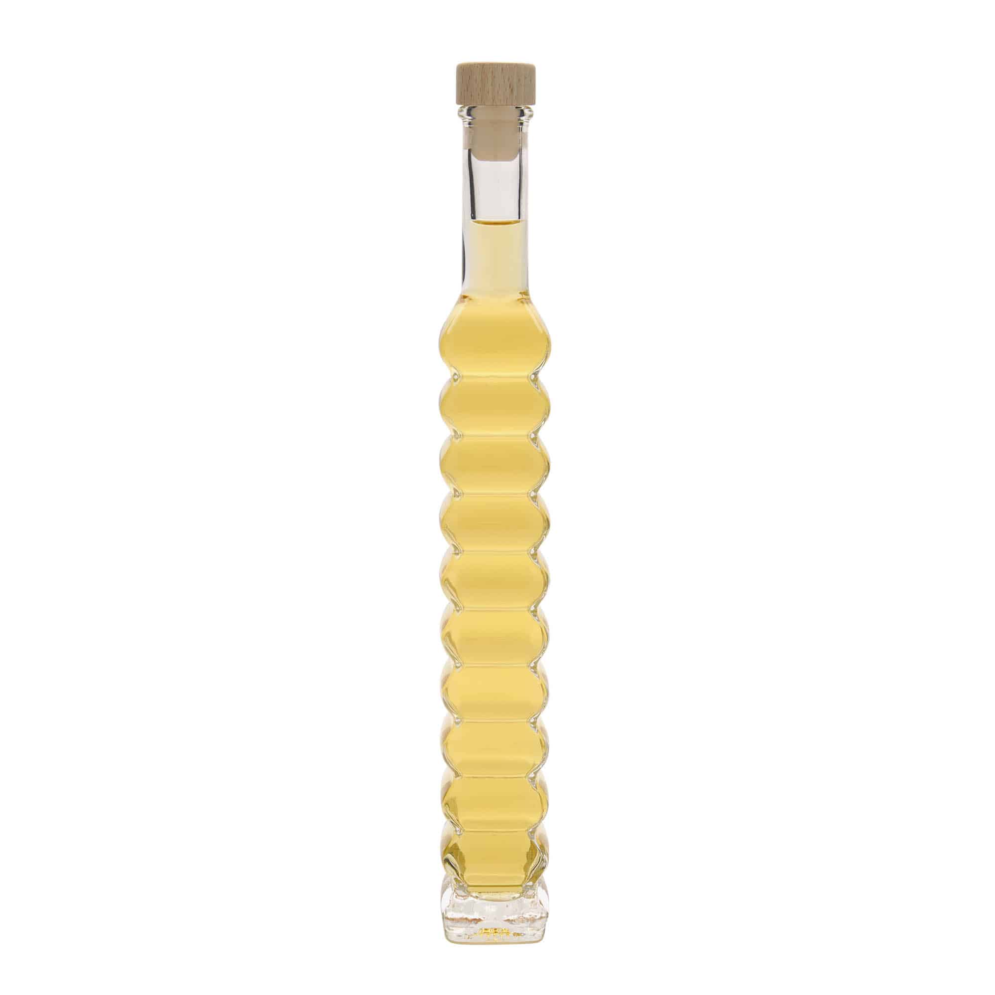 Botella de vidrio 'Roma' de 200 ml, cuadrada, boca: corcho