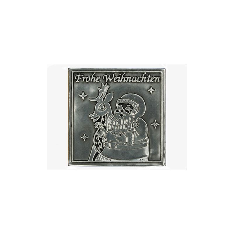 Etiqueta de estaño 'Feliz Navidad', cuadrada, metal, plateado Etiqueta de estaño 'Feliz Navidad', cuadrada, metal, plateado