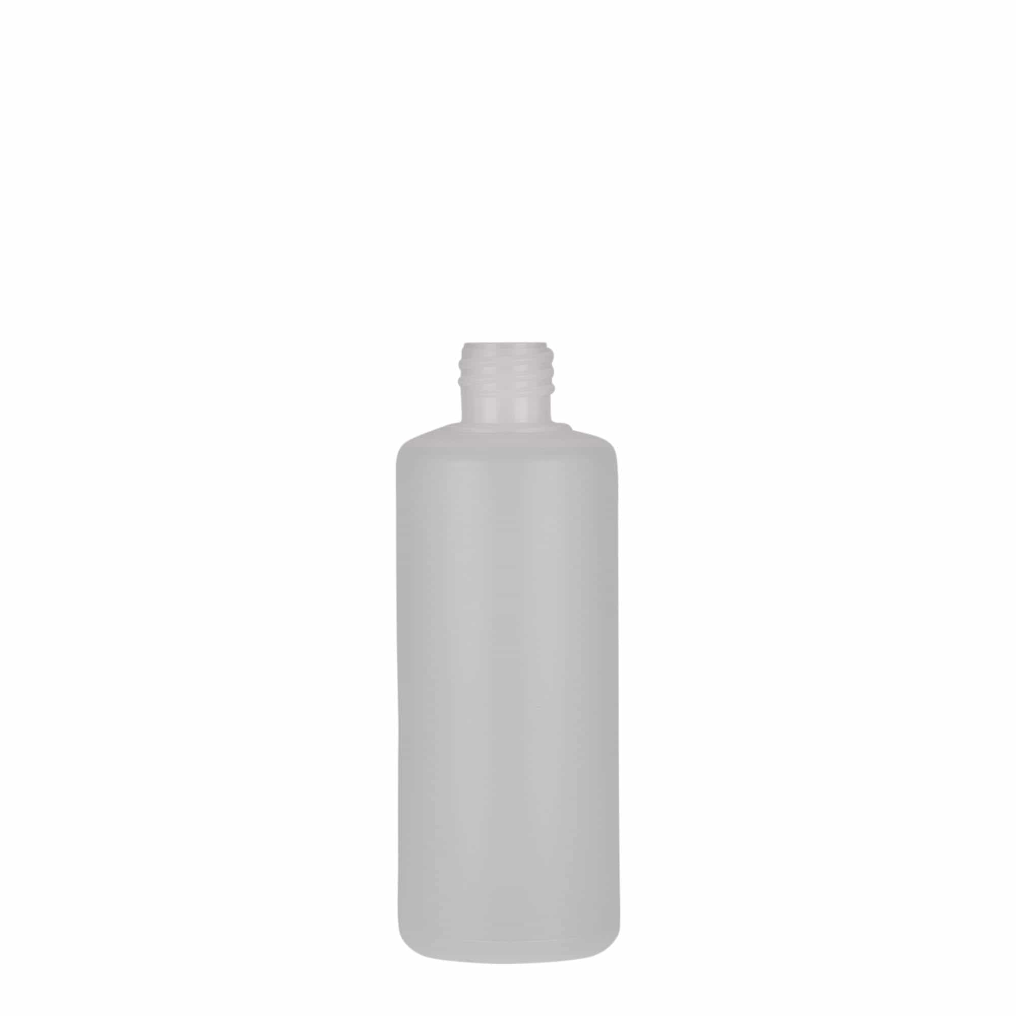 Botella redonda de 100 ml, plástico de PE, natural, boca: tapón de rosca