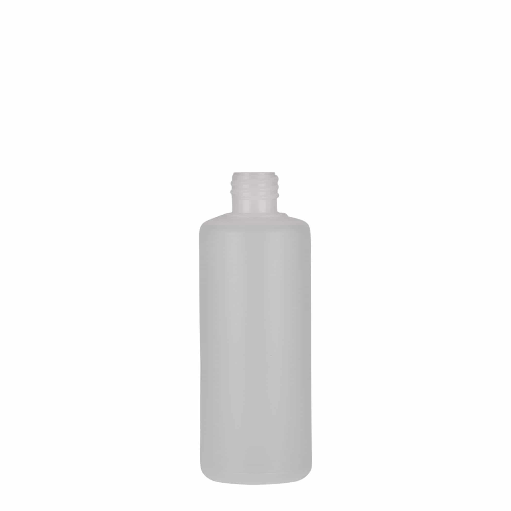 100 ml botella redonda, plástico PE, natural, boca: cierre de rosca