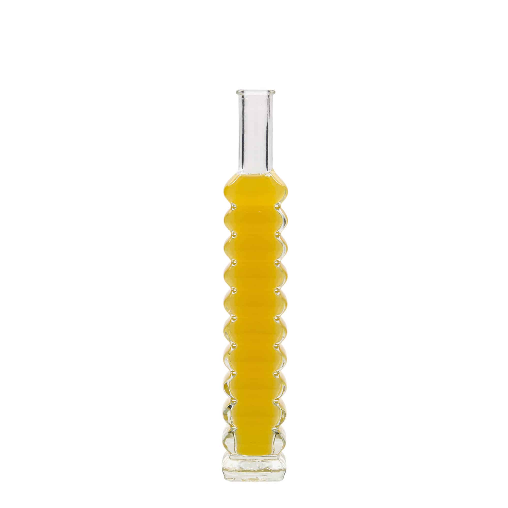Botella de vidrio 'Roma' de 100 ml, cuadrada, boca: corcho
