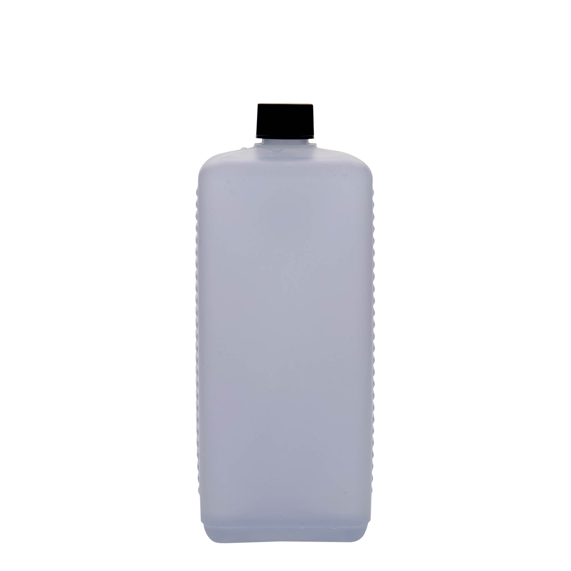 Botella de bidón de 1.000 ml, rectangular, plástico HDPE, natural, boca: DIN 25 EPE