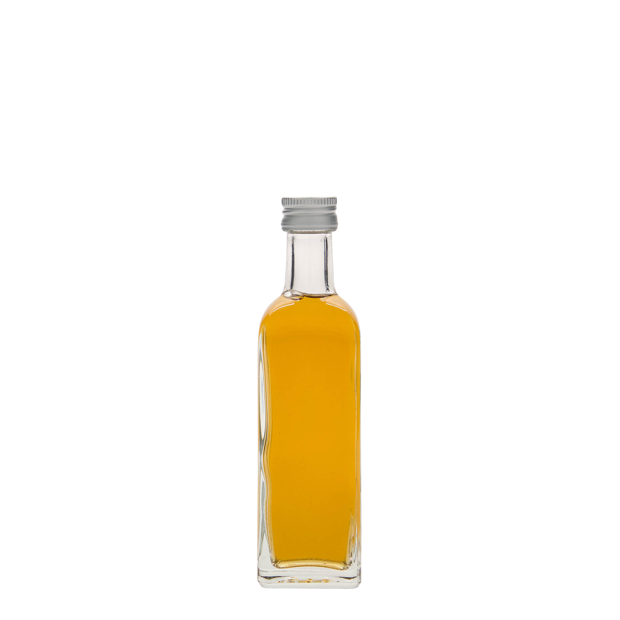 Botella de vidrio de 60 ml «Marasca», cuadrada, boca: PP 18