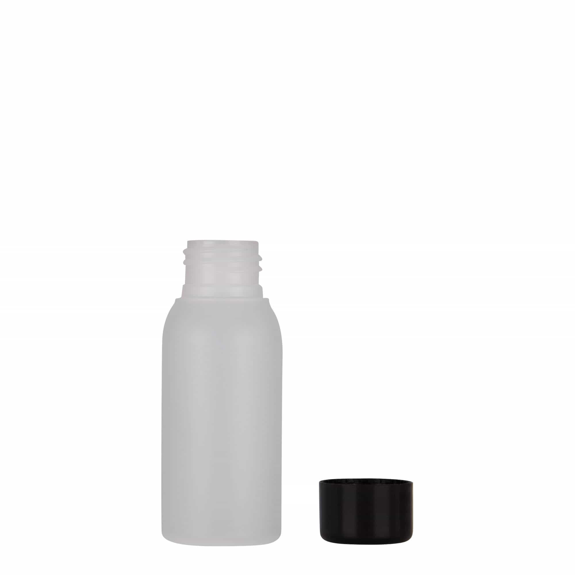 Botella de plástico de 50 ml 'Tuffy', HDPE, natural, boca: 24/410 Botella de plástico de 50 ml 'Tuffy', HDPE, natural, boca: 24/410