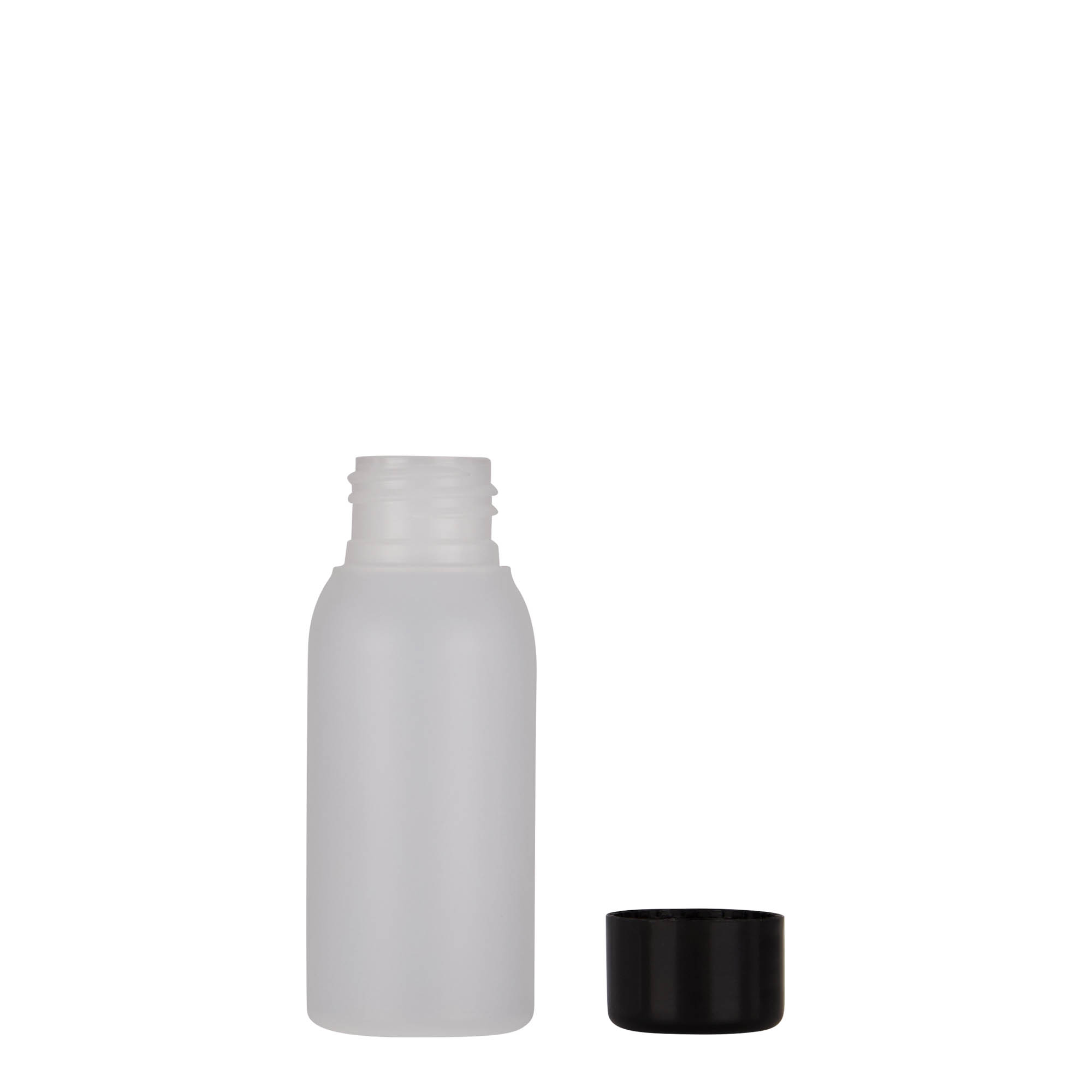 Botella de plástico de 50 ml 'Tuffy', HDPE, natural, boca: 24/410 Botella de plástico de 50 ml 'Tuffy', HDPE, natural, boca: 24/410