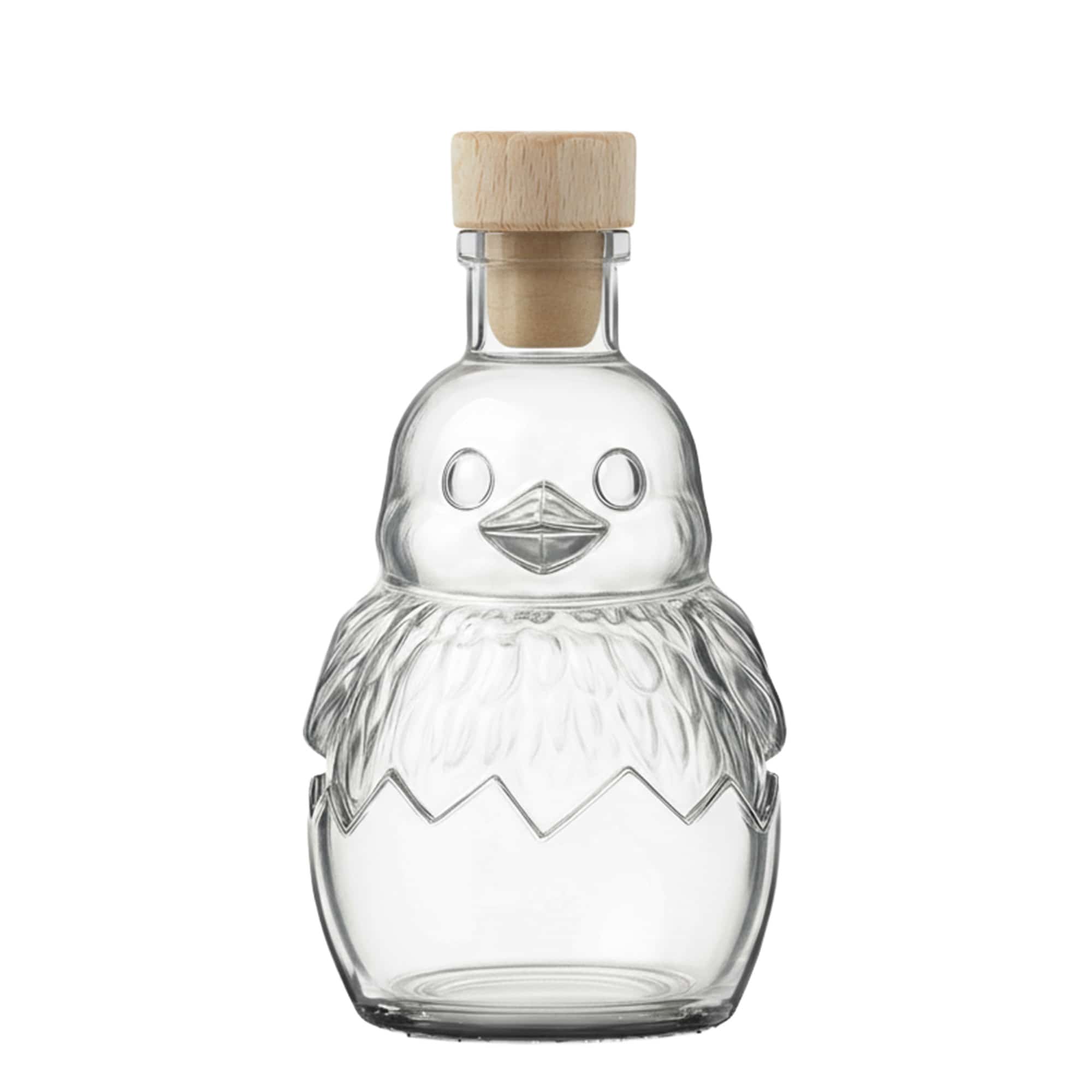 Botella de vidrio de 200 ml 'Pollito', boca: corcho