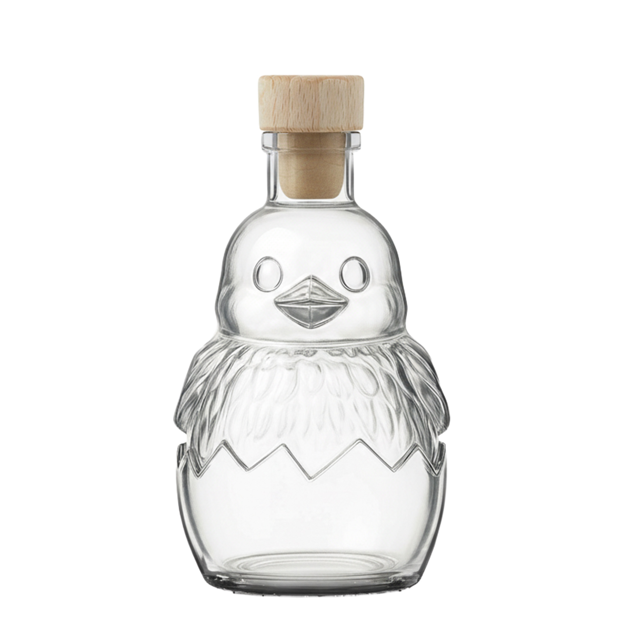Botella de vidrio de 200 ml 'Pollito', boca: corcho