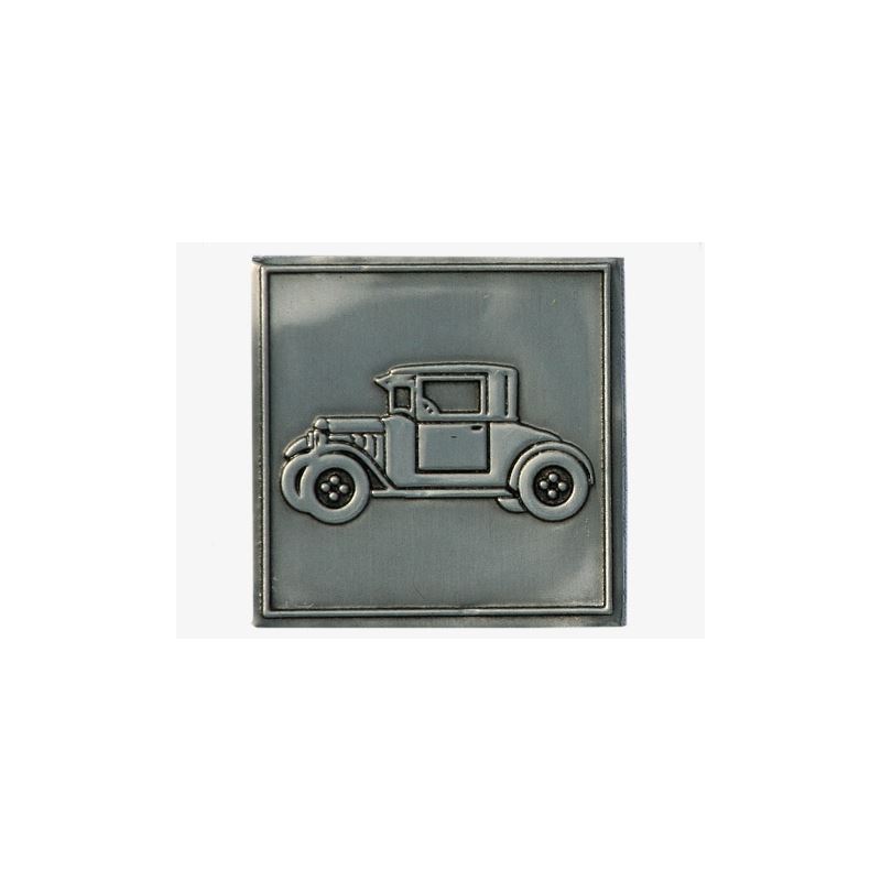 Etiqueta de estaño «Oldtimer», cuadrada, metal, plateada