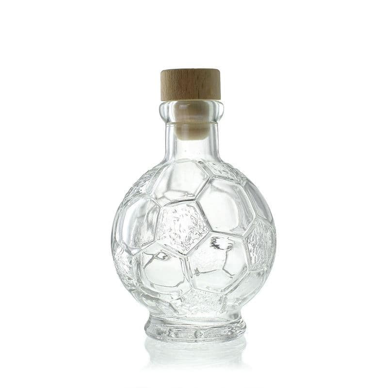 Botella de vidrio 'Fútbol' de 200 ml, boca: corcho