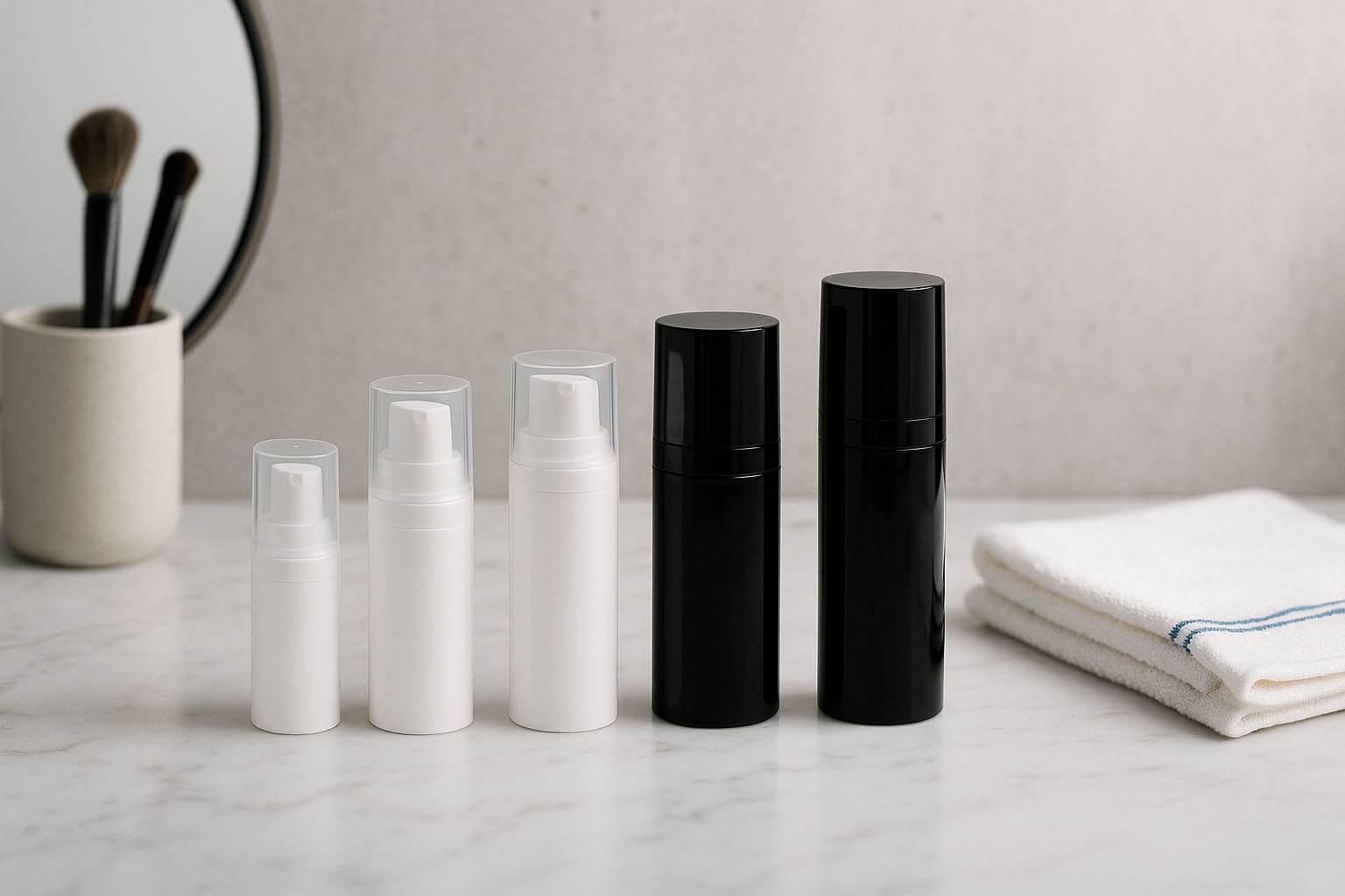 Cabezal Airless Micro borde plateado + blanco, tapa de enchufe brillante