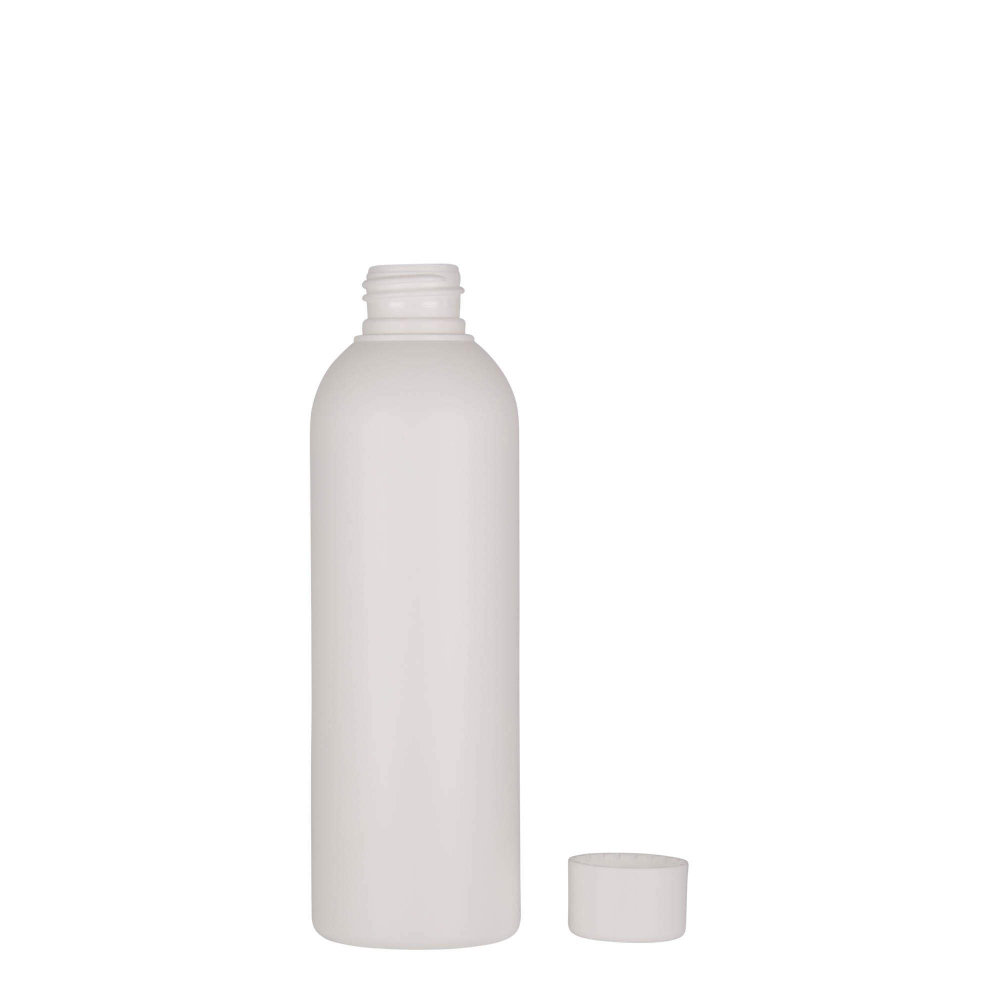 Botella de plástico de 200 ml 'Tuffy', HDPE, blanca, boca: 24/410