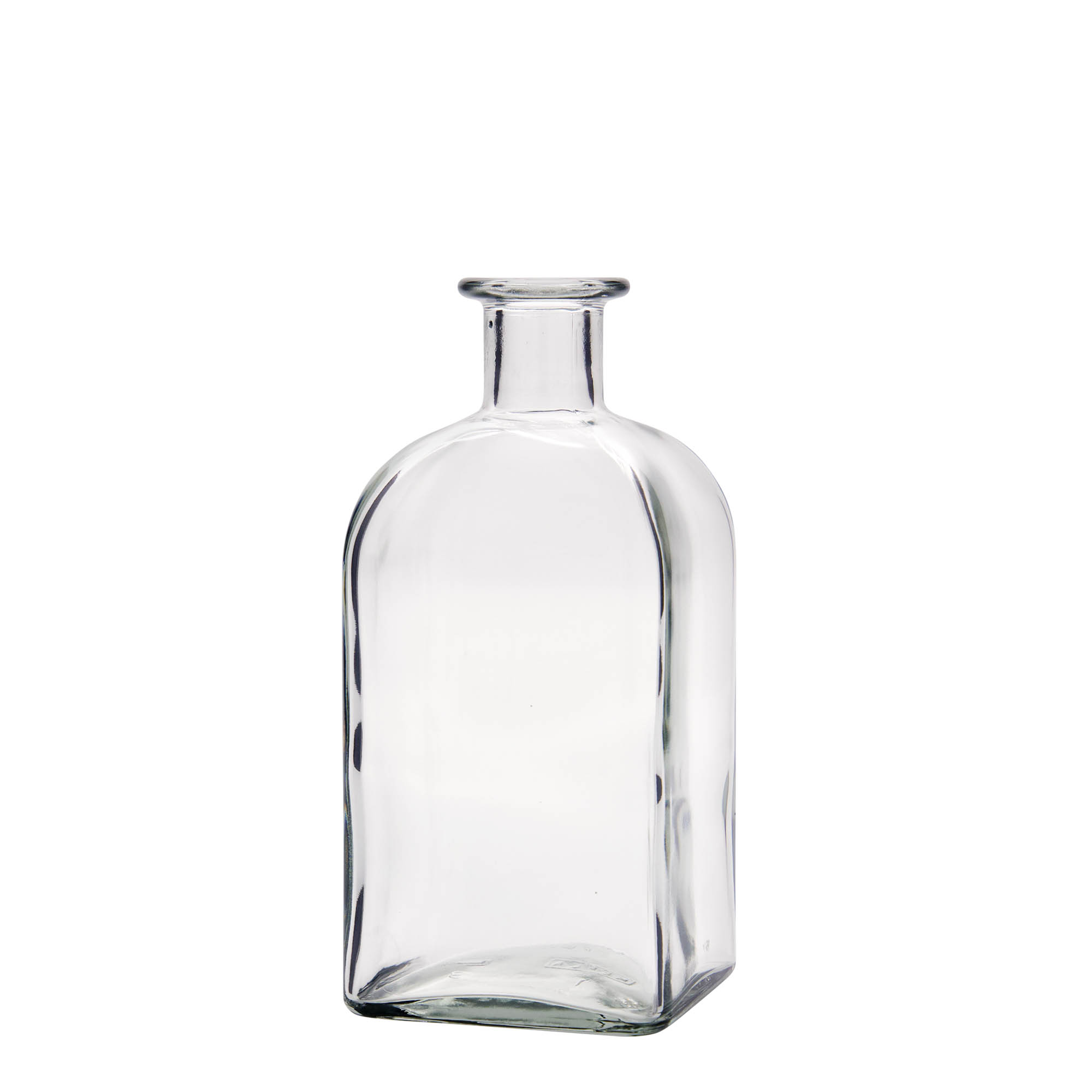 Botella de vidrio de 500 ml Apotheker Carré, cuadrada, boca: corcho