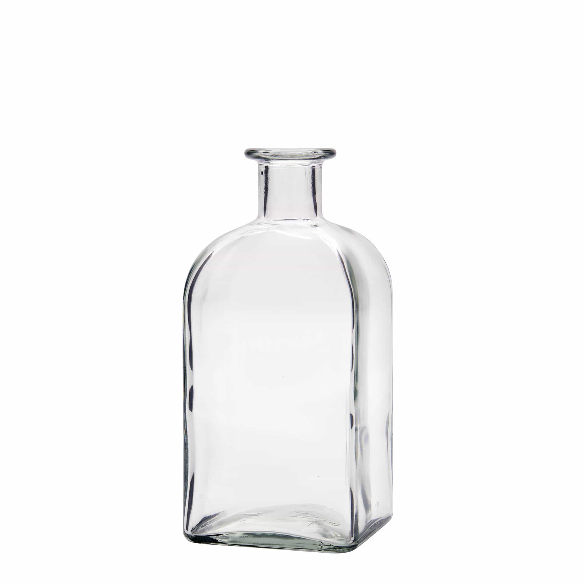 Botella de vidrio de 500 ml Apotheker Carré, cuadrada, boca: corcho