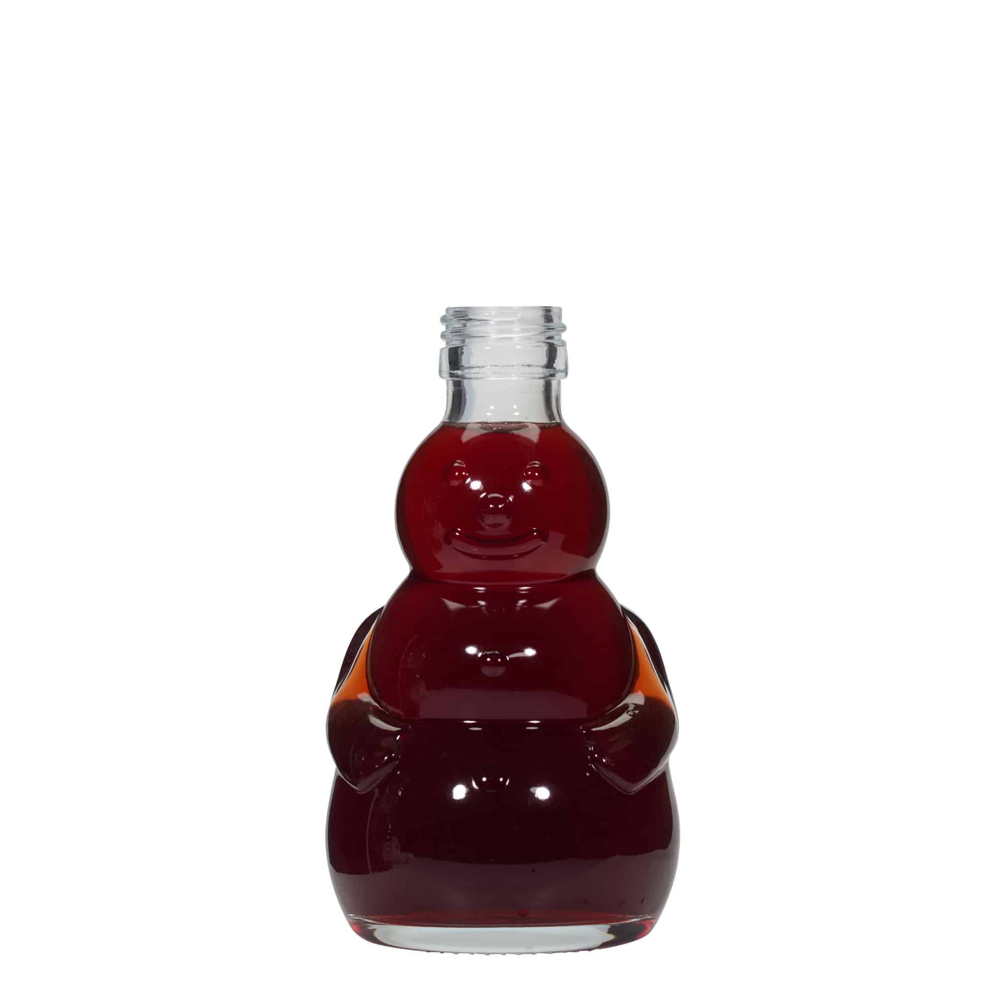 Botella de vidrio de 200 ml 'Muñeco de Nieve', boca: PP 28