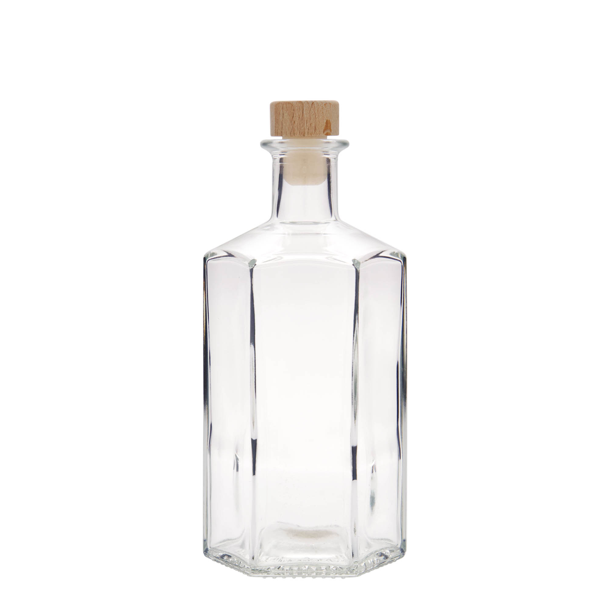Botella de vidrio de 500 ml, boticario «Jimmy», hexagonal, boca: corcho