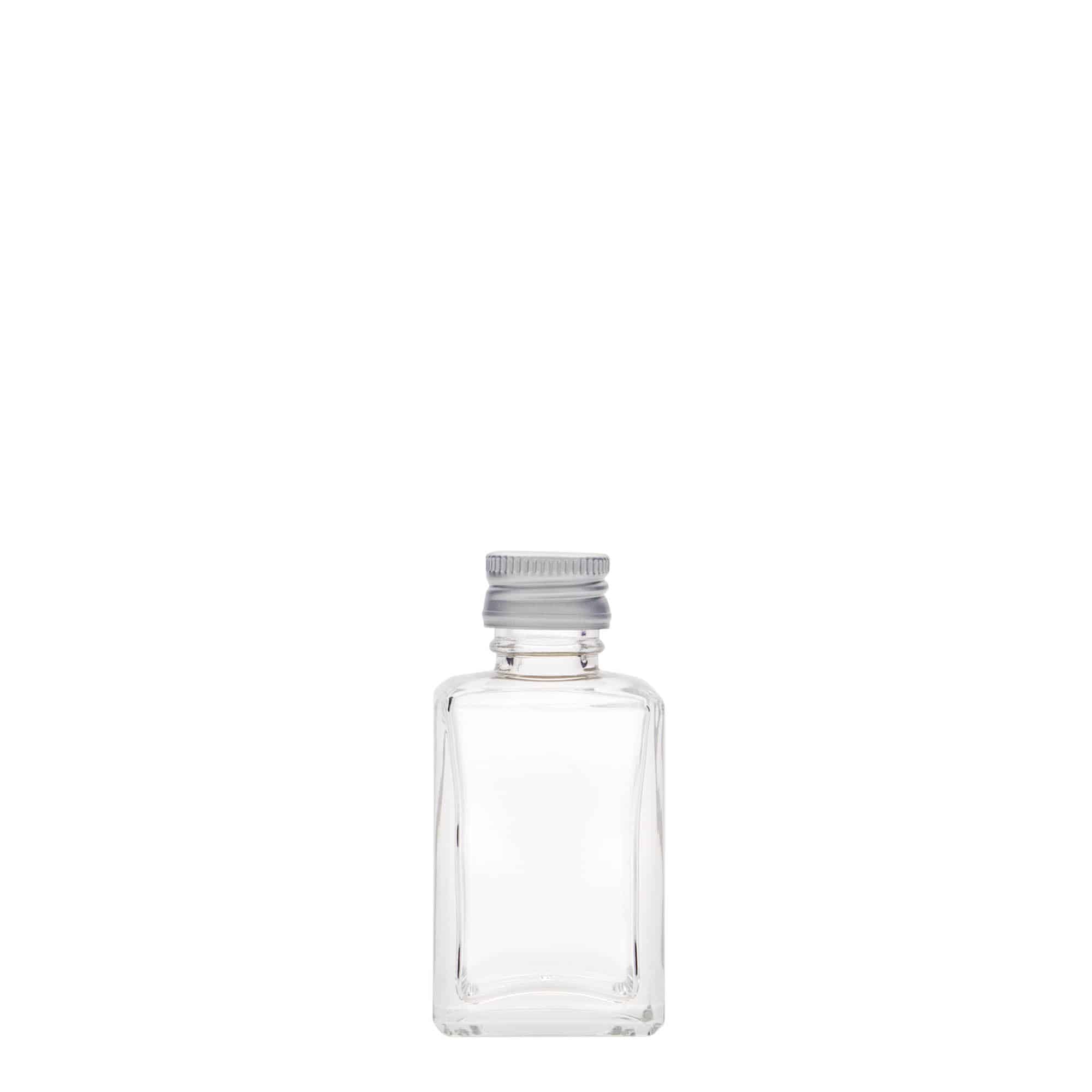 Botella de vidrio de 30 ml «Tamme», cuadrada, boca: PP 18