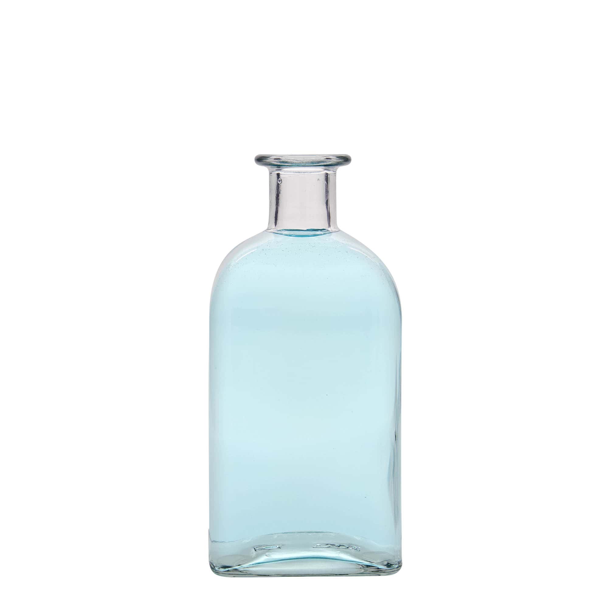 Botella de vidrio de 500 ml Apotheker Carré, cuadrada, boca: corcho