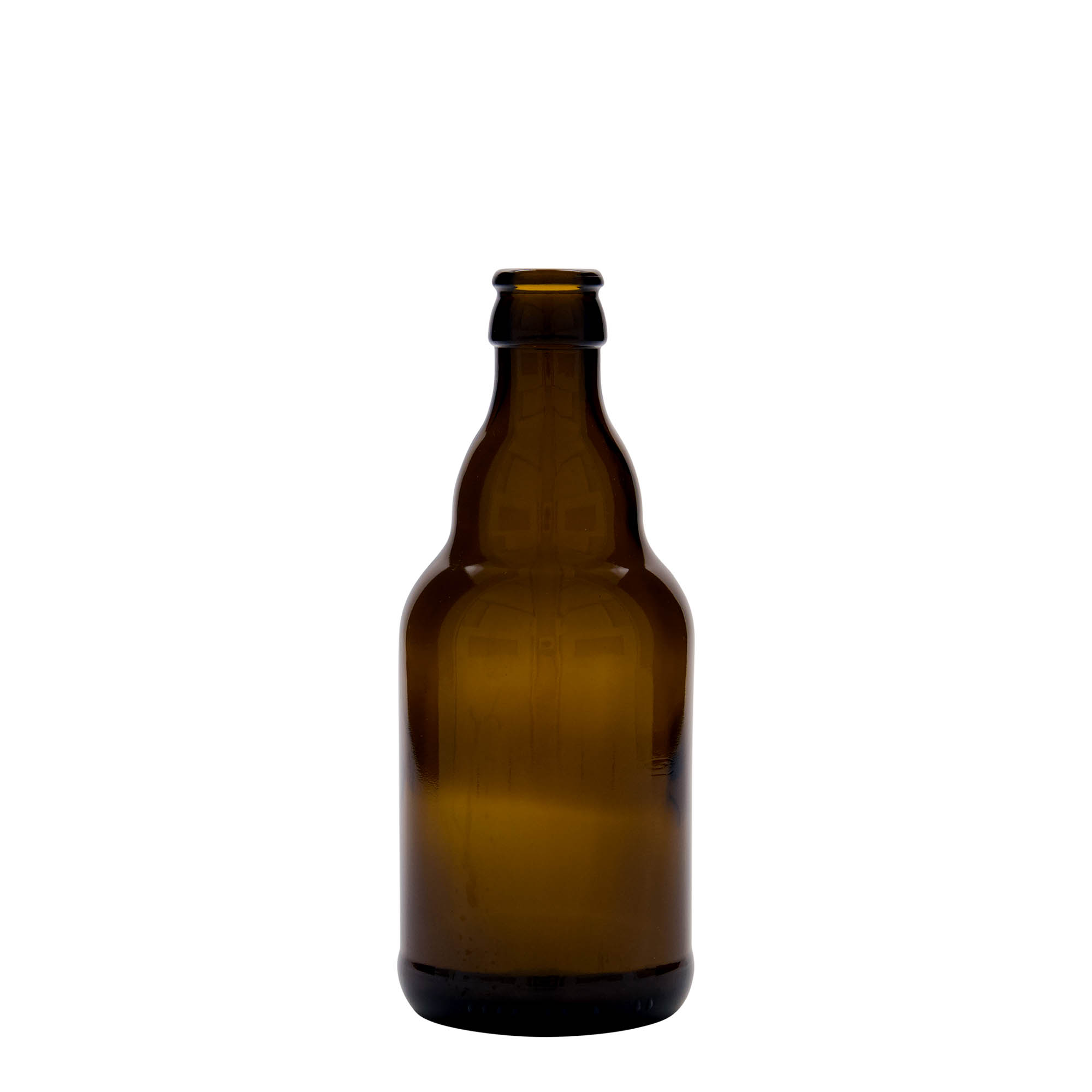 Botella de cerveza de 330 ml 'Steinie', vidrio, marrón, boca: tapón corona