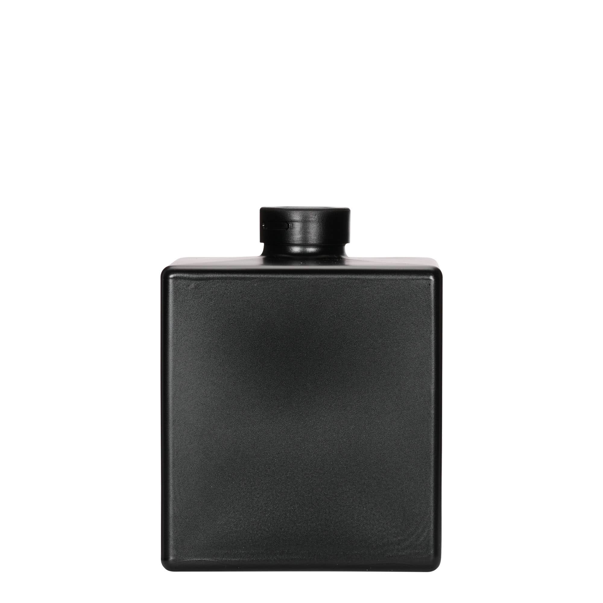 Botella de vidrio 'Cube' de 500 ml, cuadrada, negro, boca: corcho Botella de vidrio 'Cube' de 500 ml, cuadrada, negro, boca: corcho