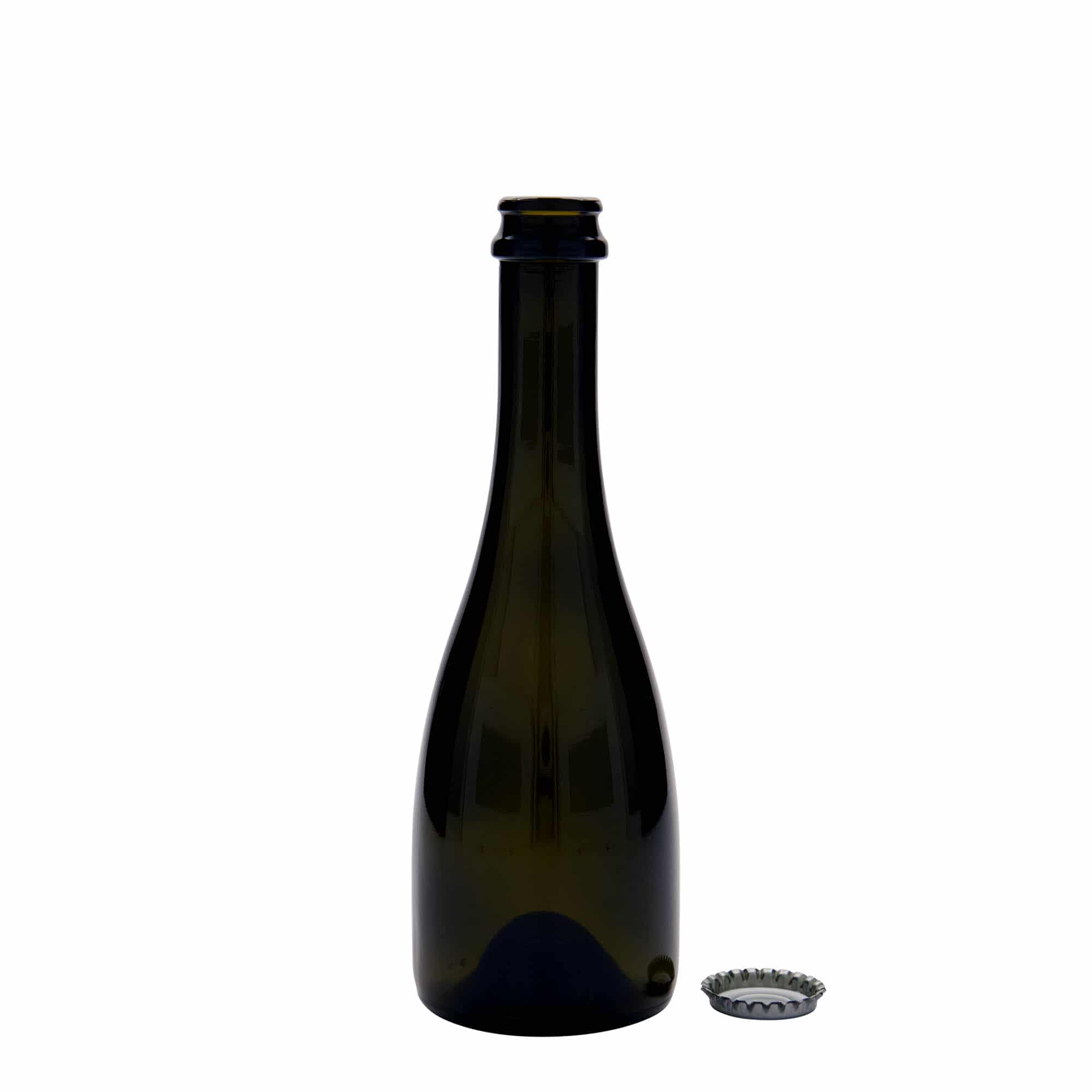 Botella de cerveza/cava 'Tosca' de 330 ml, vidrio, verde antiguo, boca: chapa