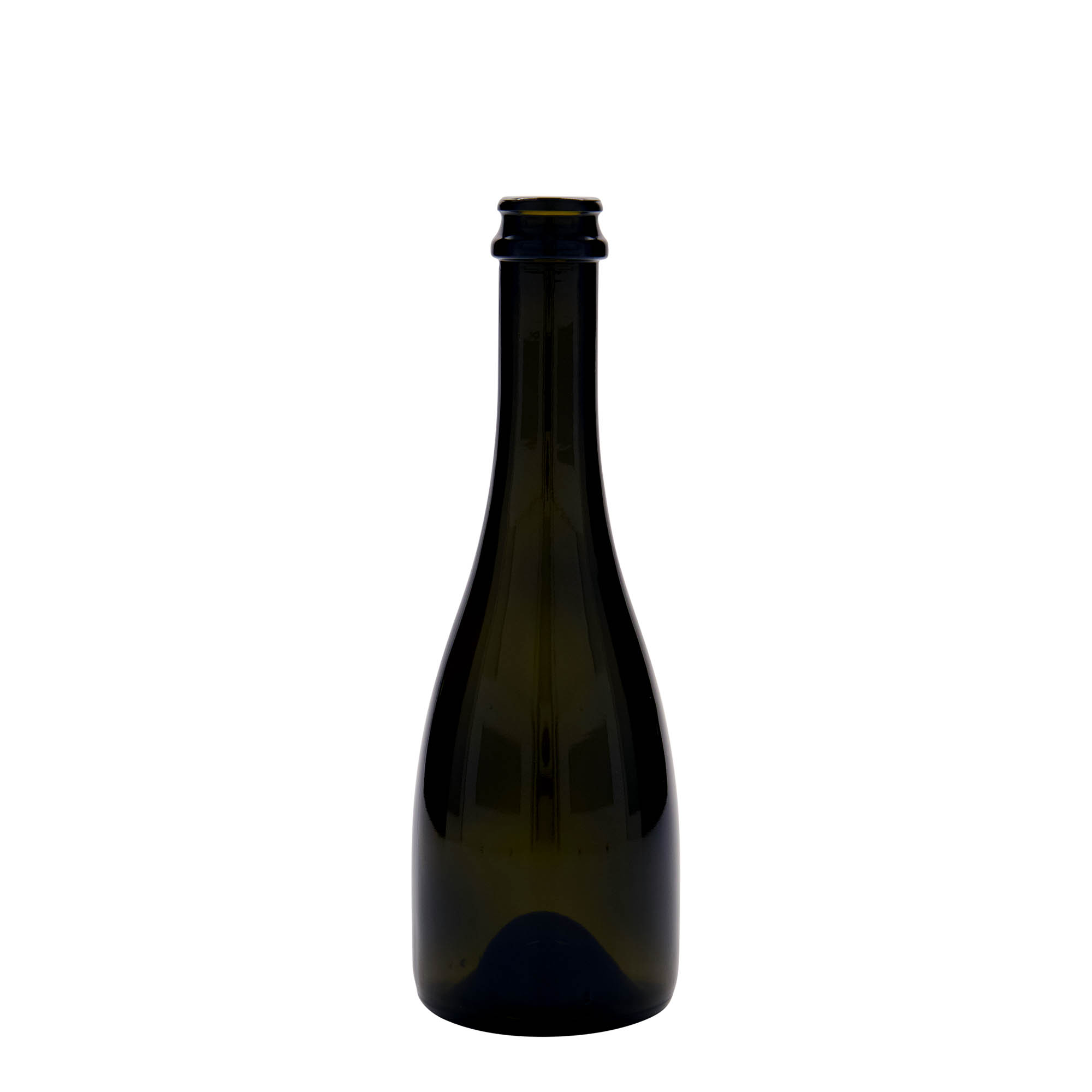 Botella de cerveza/champán «Tosca» de 330 ml, vidrio, verde antiguo, boca: chapado corona