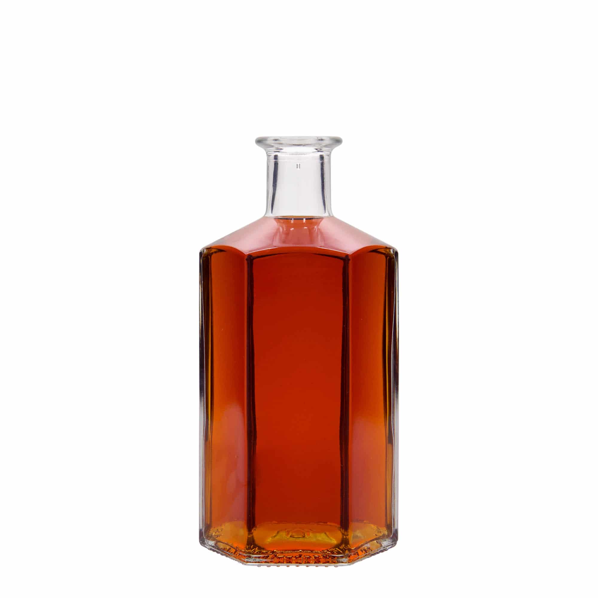 Botella de vidrio de 500 ml, boticario 'Jimmy', hexagonal, boca: corcho