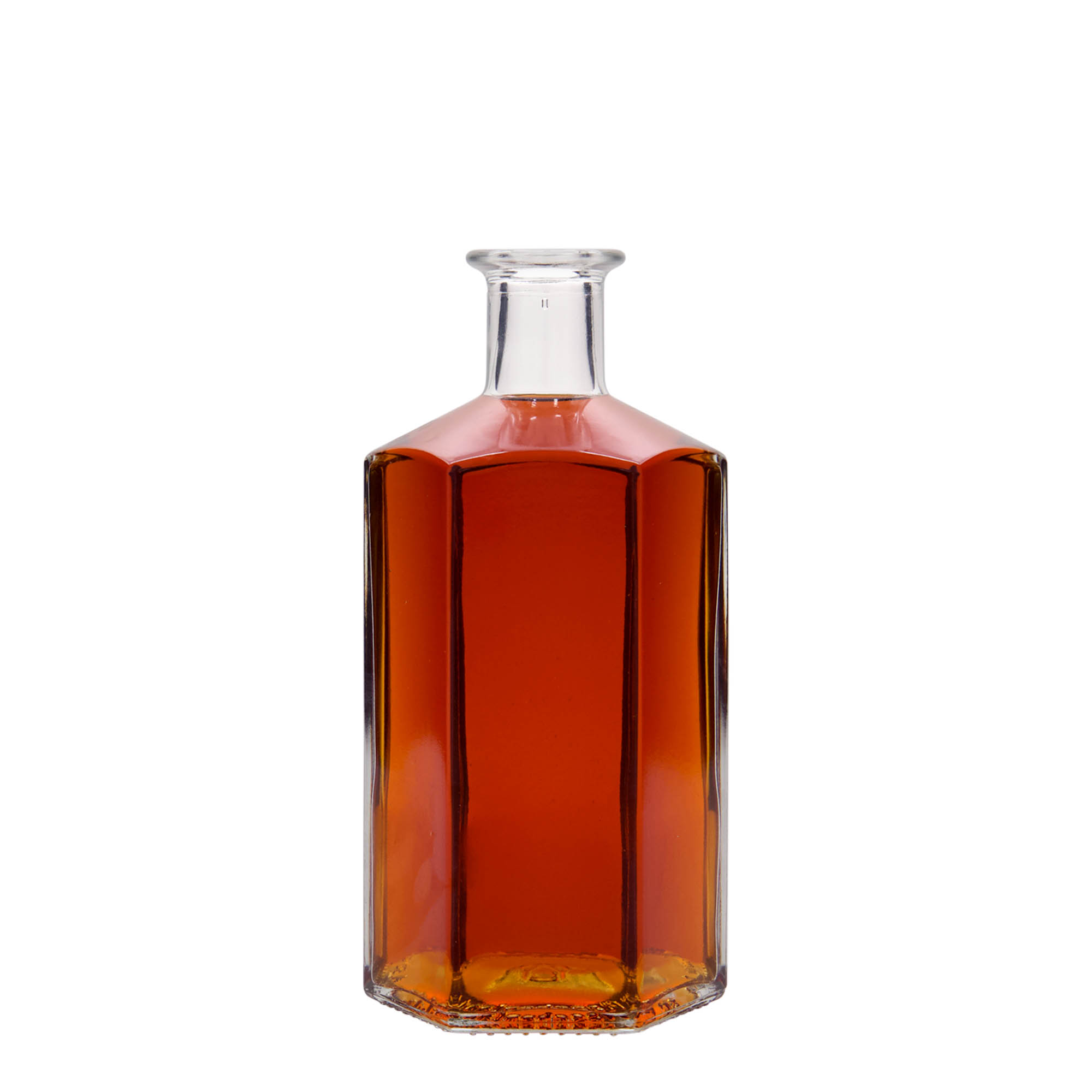 Botella de vidrio de 500 ml, boticario 'Jimmy', hexagonal, boca: corcho