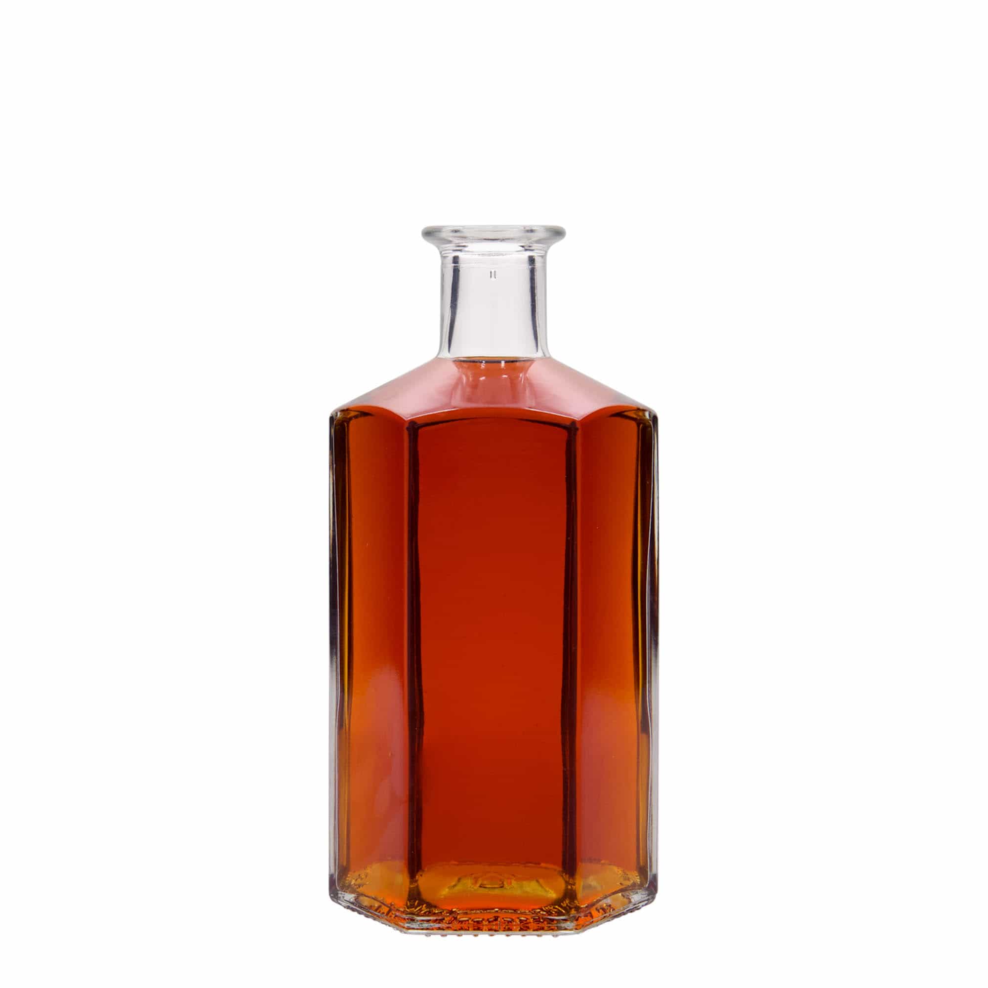 Botella de vidrio de 500 ml, boticario «Jimmy», hexagonal, boca: corcho