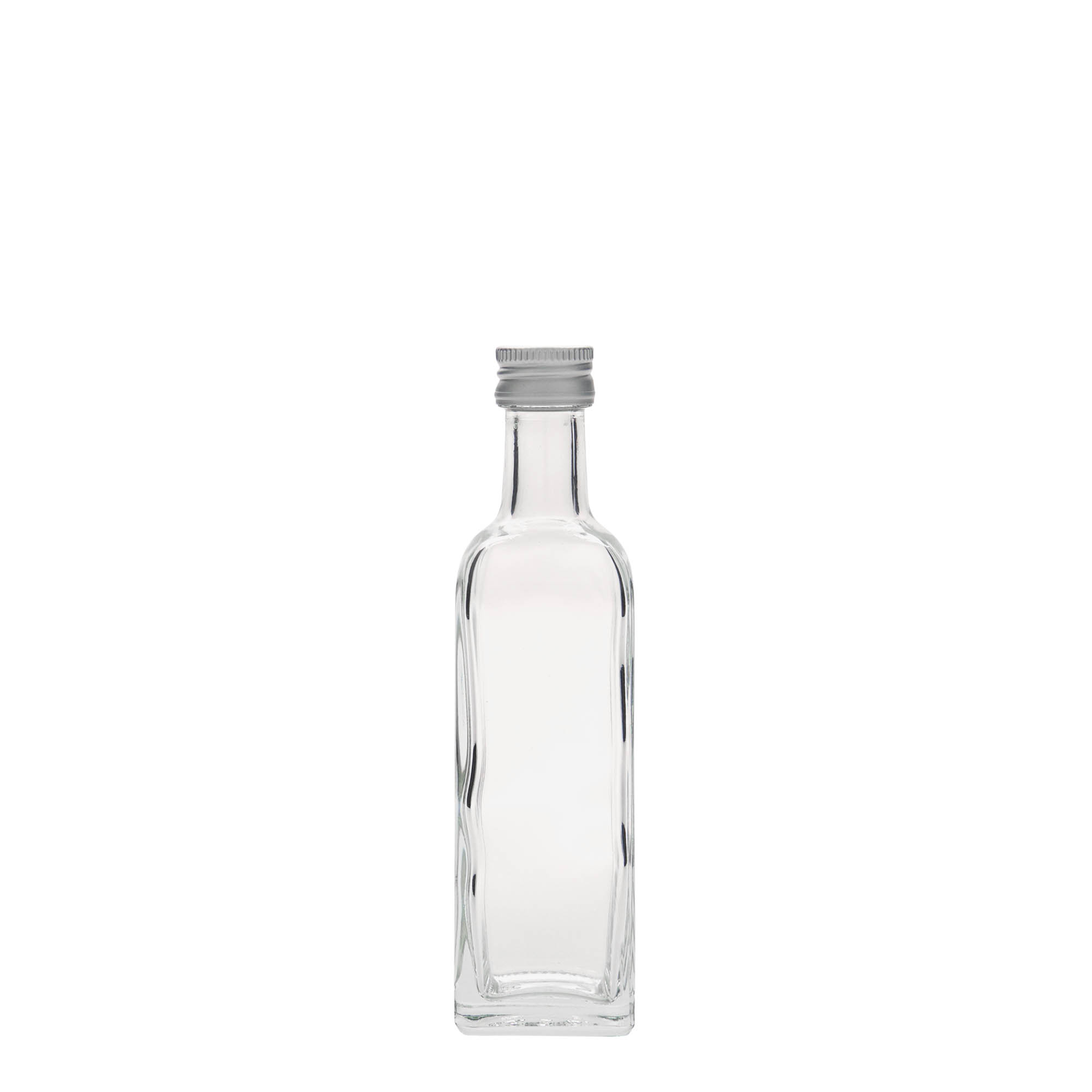 Botella de vidrio de 60 ml «Marasca», cuadrada, boca: PP 18