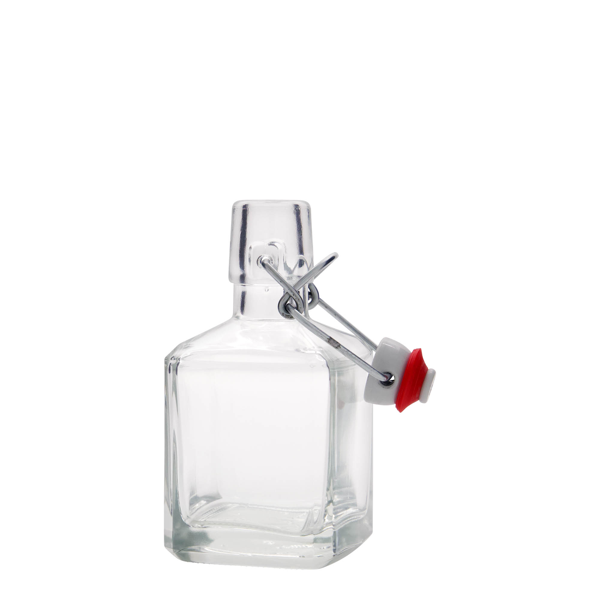 Botella de vidrio 'Kubica' de 200 ml, cuadrada, boca: tapón mecánico