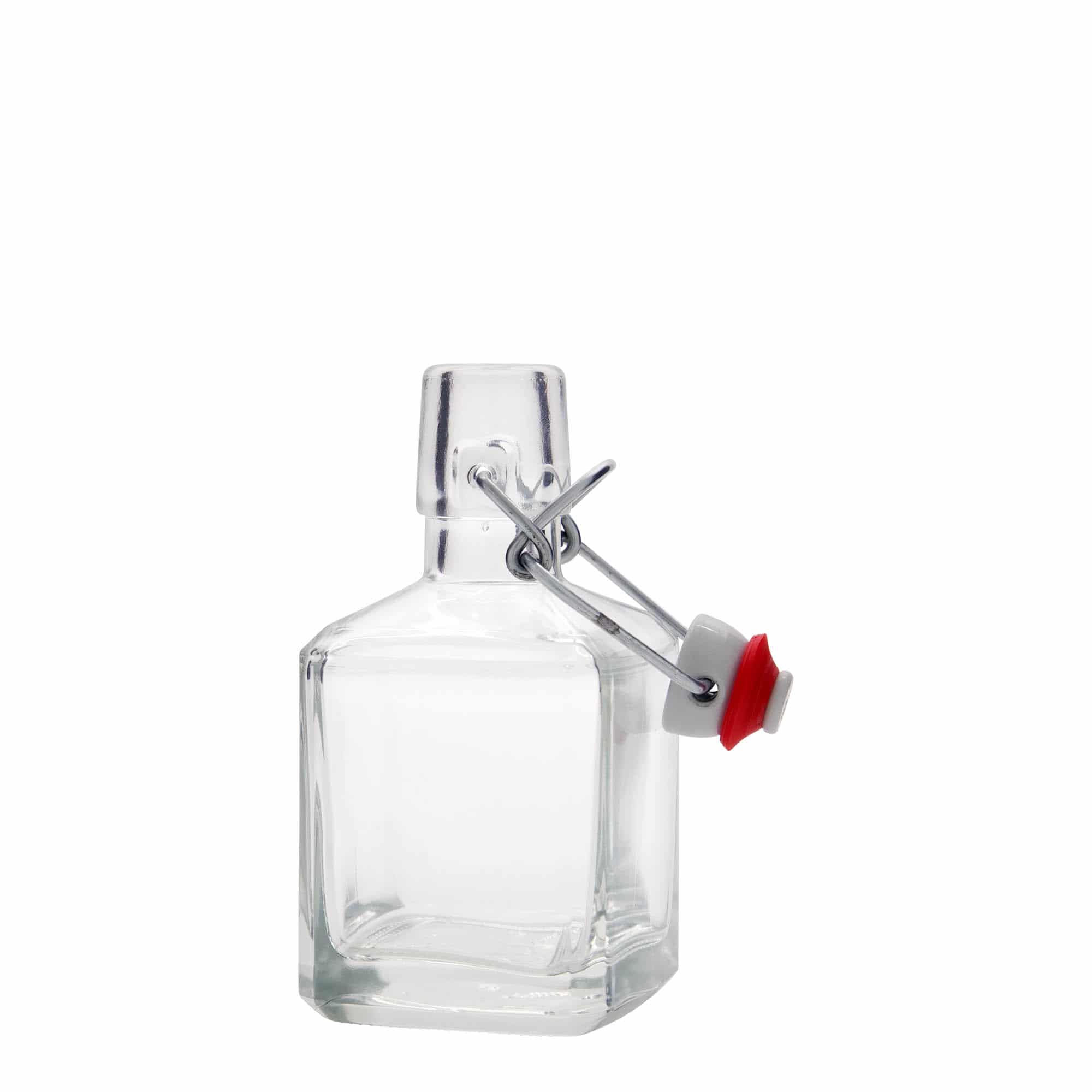 Botella de vidrio 'Kubica' de 200 ml, cuadrada, boca: tapón mecánico
