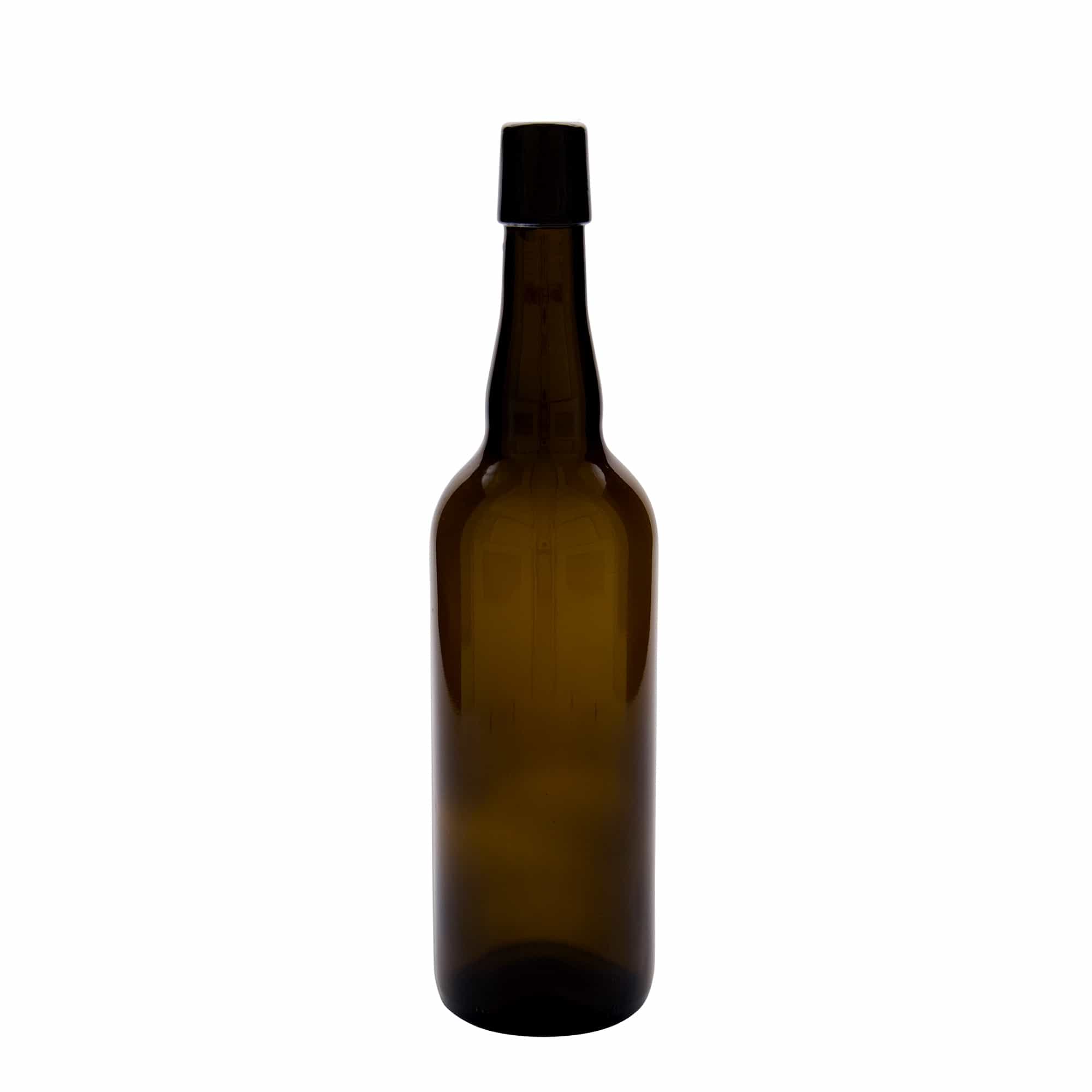 Botella de cerveza belga de 750 ml, vidrio, marrón, boca: tapón mecánico Botella de cerveza belga de 750 ml, vidrio, marrón, boca: tapón mecánico