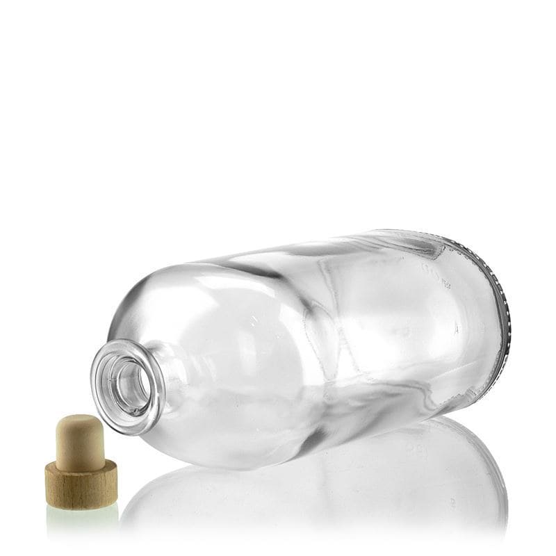 Botella de vidrio 'Dundee' de 1000 ml, ovalada, boca: corcho