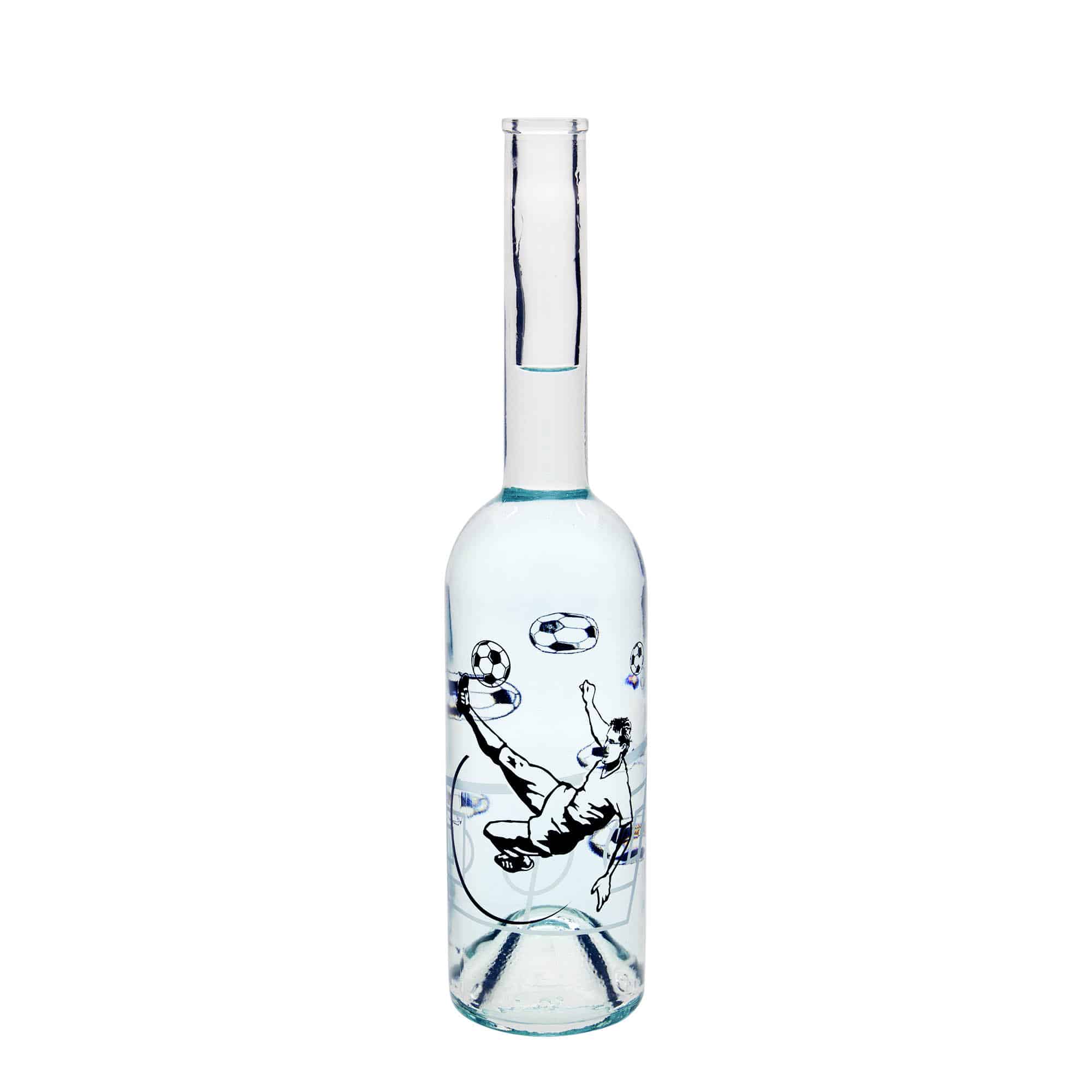 Botella de vidrio 'Opera' de 500 ml, motivo: futbolista, boca: corcho