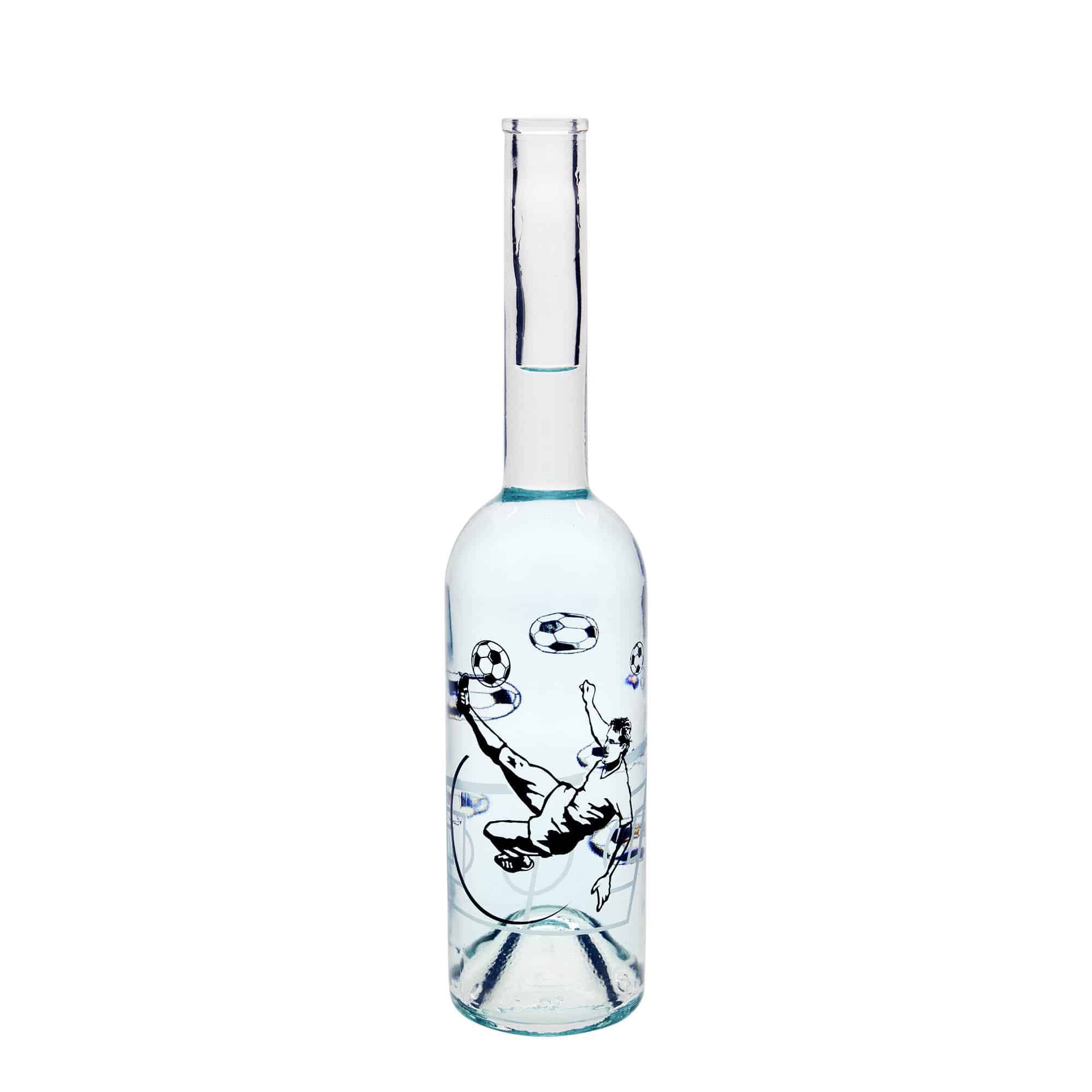 Botella de vidrio de 500 ml «Opera», motivo: jugador de fútbol, boca: corcho