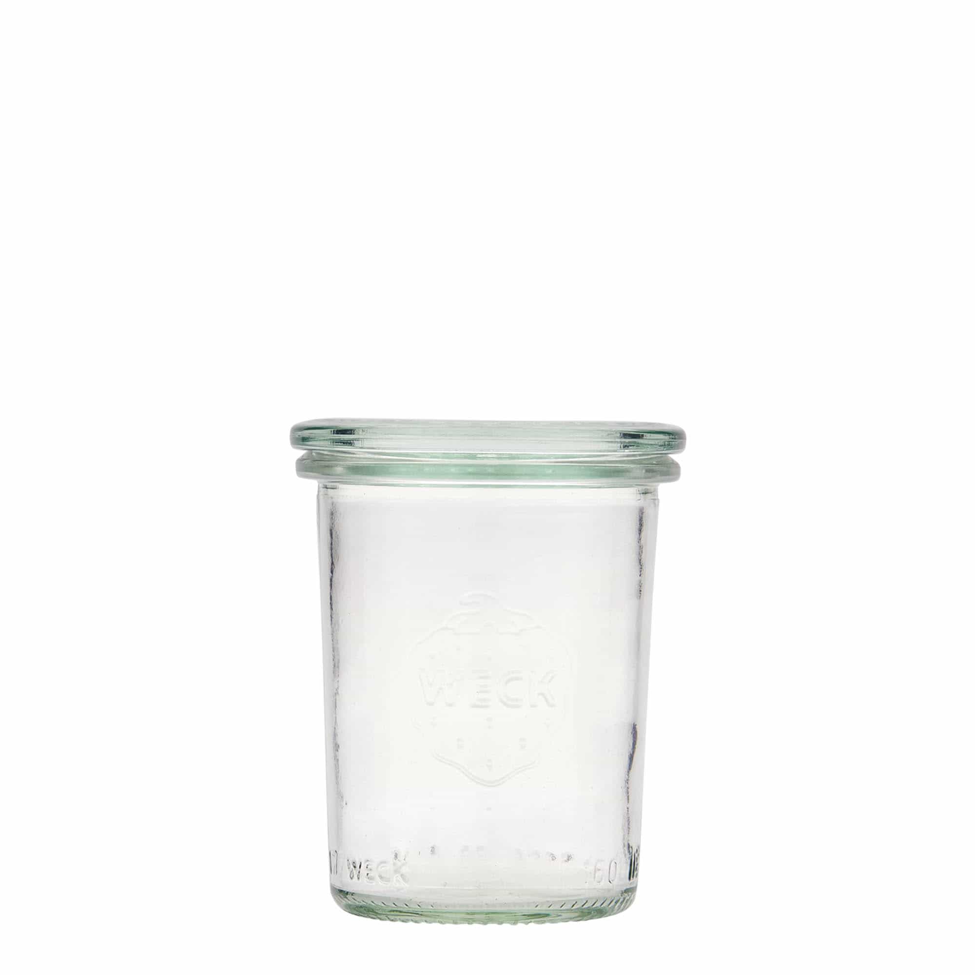 Tarro de vidrio cilíndrico WECK de 160 ml, boca: borde redondo Tarro de vidrio cilíndrico WECK de 160 ml, boca: borde redondo