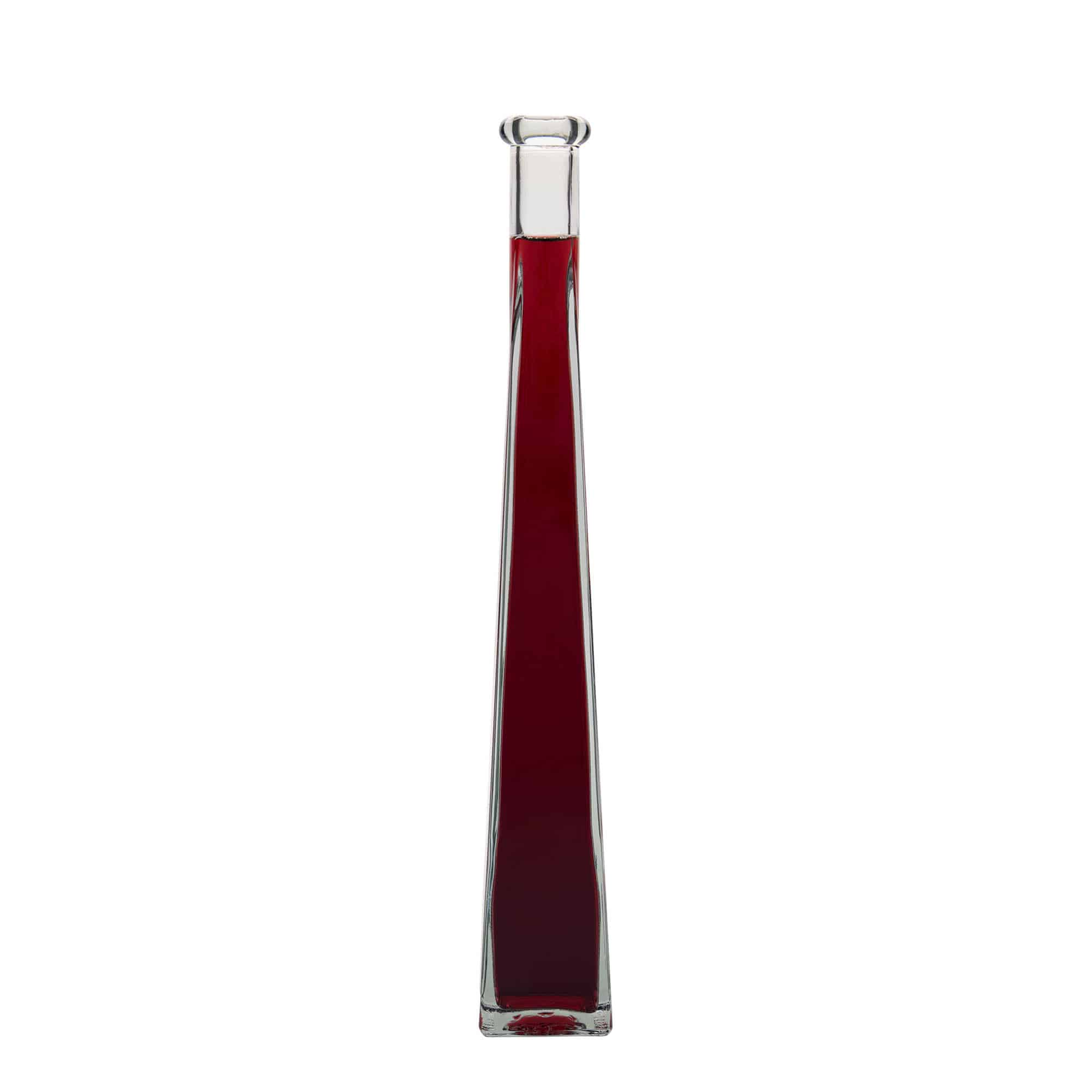 Botella de vidrio de 200 ml «Dama Quadrato», cuadrada, boca: corcho
