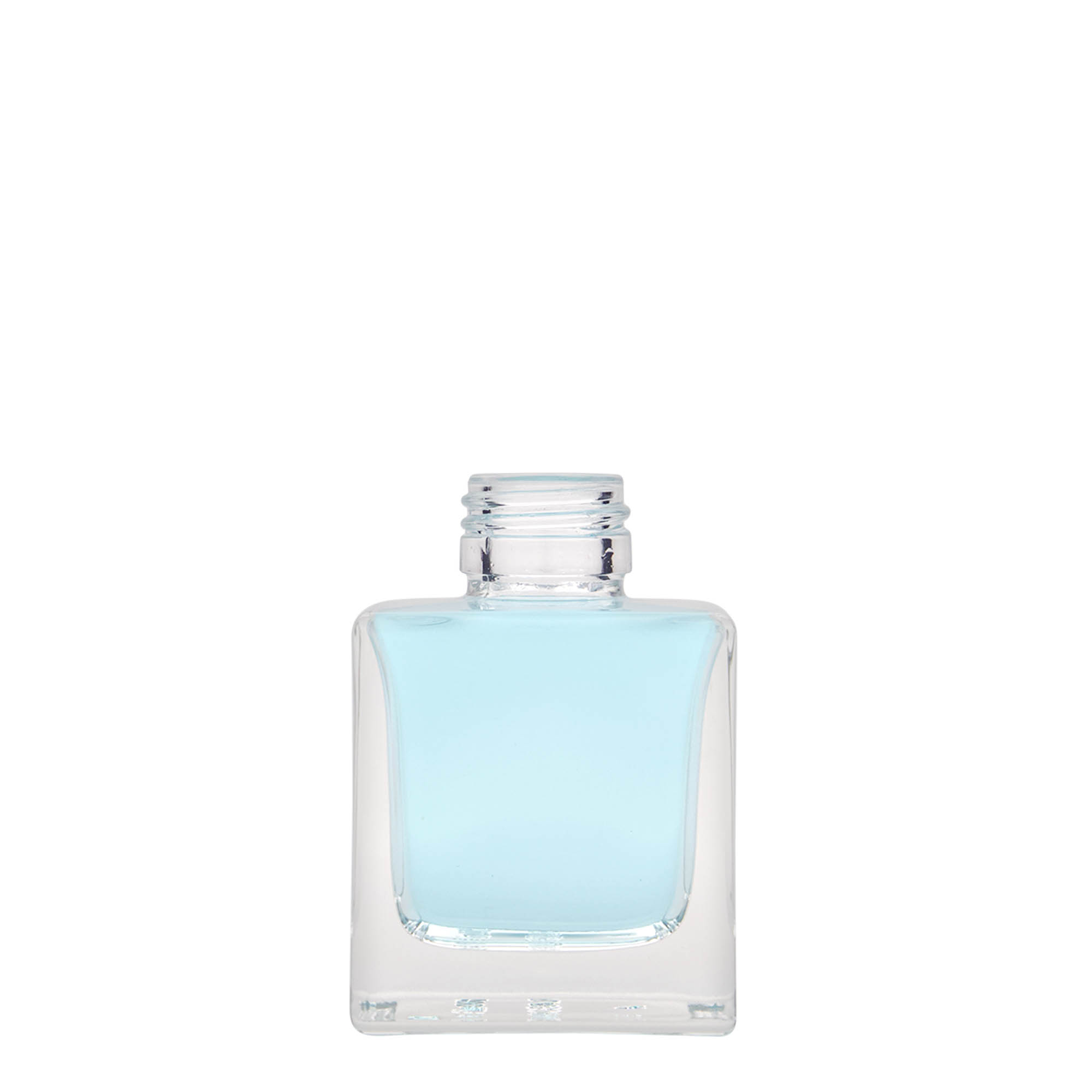 Botella de vidrio de 100 ml 'Cube', cuadrada, boca: PP 28